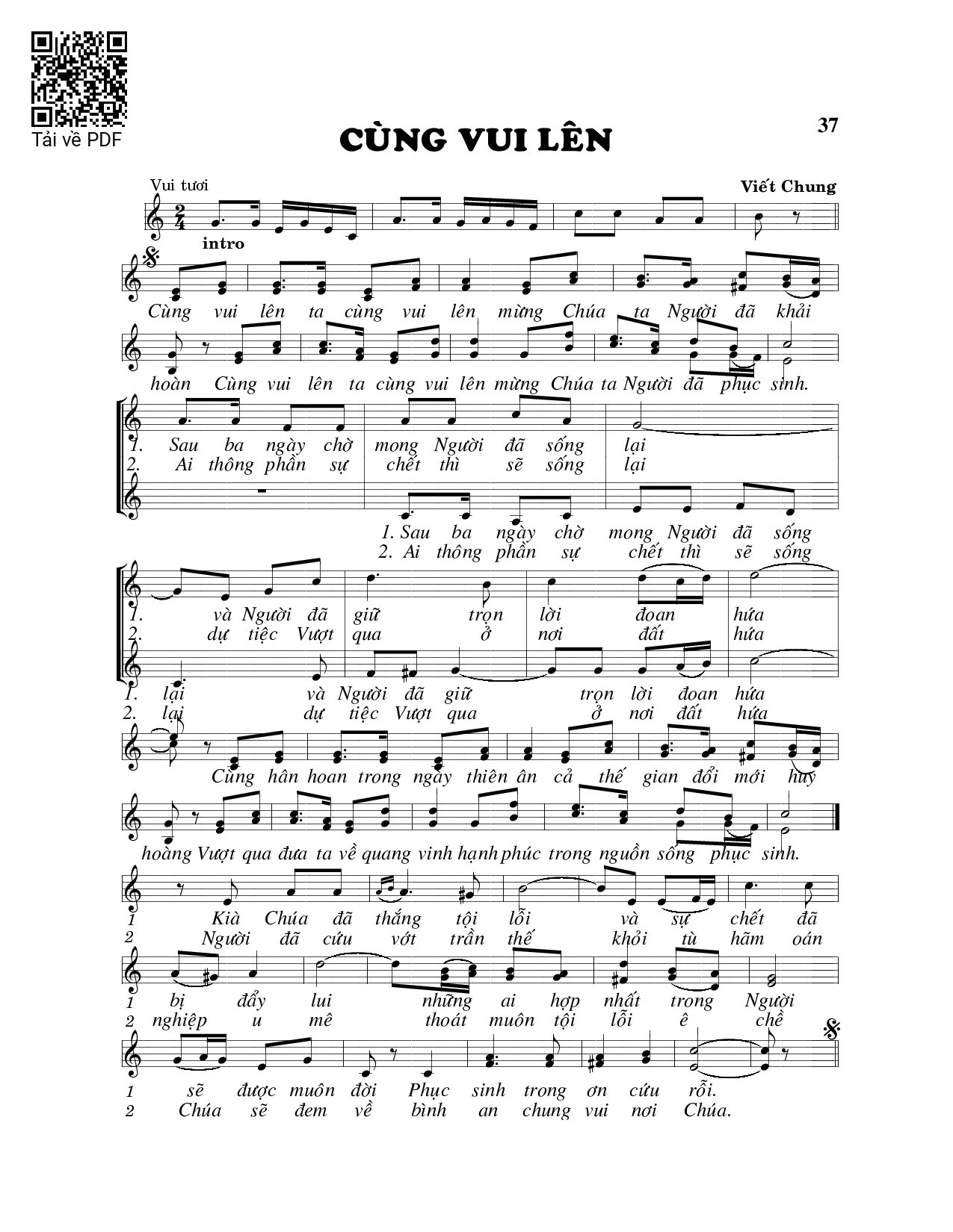 Trang 1 của Sheet nhạc PDF bài hát Cùng vui lên - Viết Chung