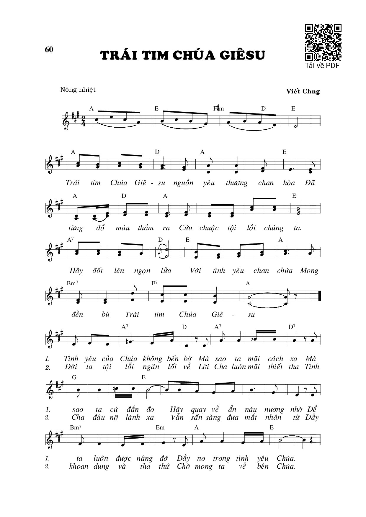 Sheet nhạc PDF bài Trái tim Chúa Giêsu