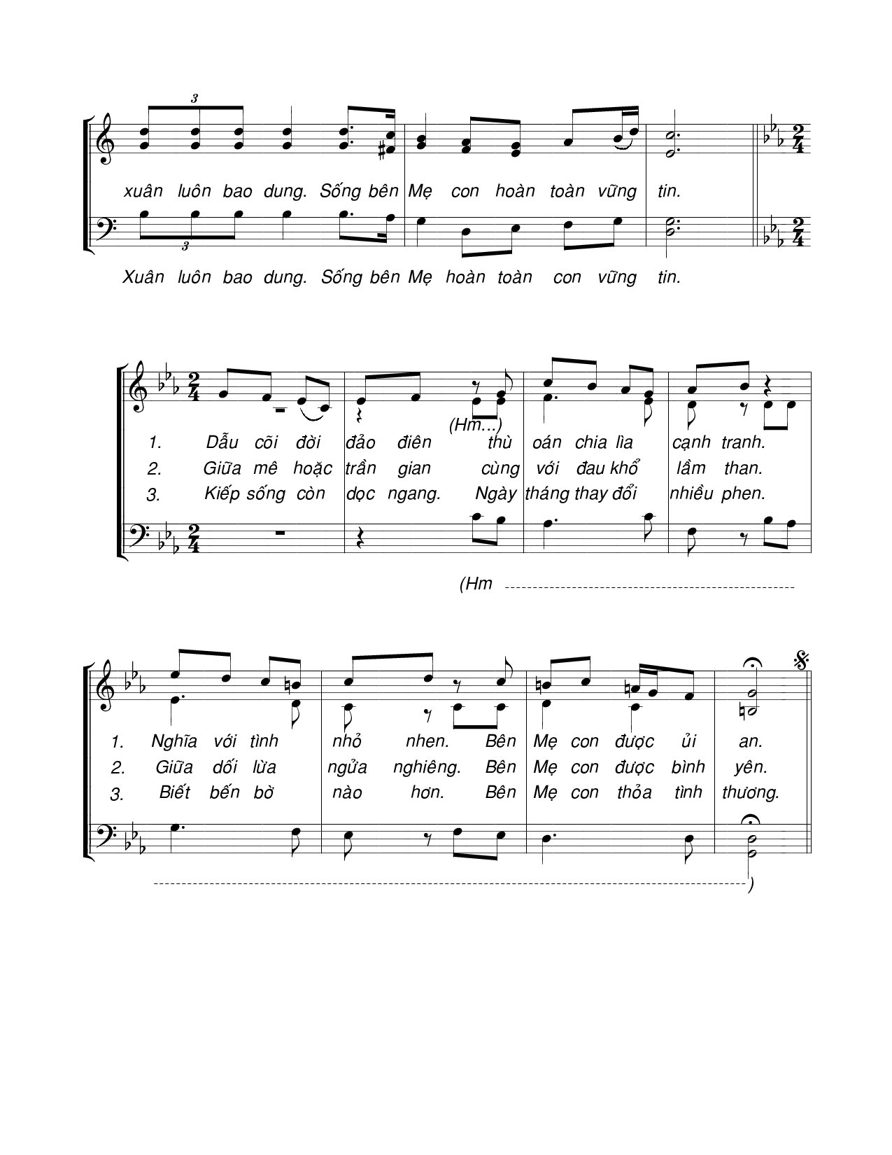 Trang 2 của Sheet nhạc PDF bài hát Sống bên Mẹ - Viết Chung