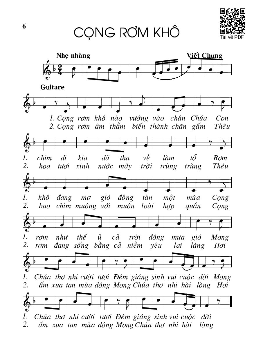 Trang 1 của Sheet nhạc PDF bài hát Cọng rơm khô - Viết Chung