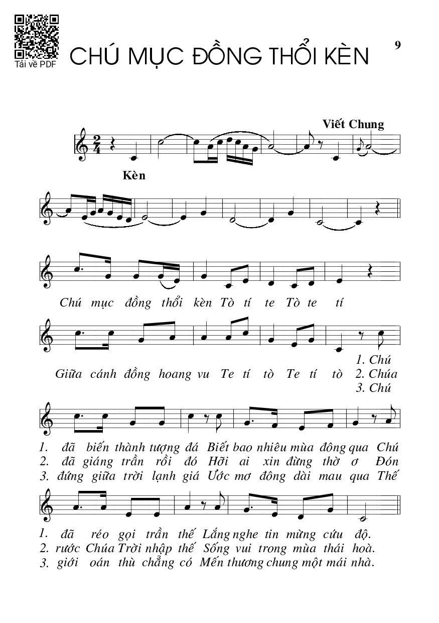 Sheet nhạc PDF bài Chú mục đồng thổi kèn