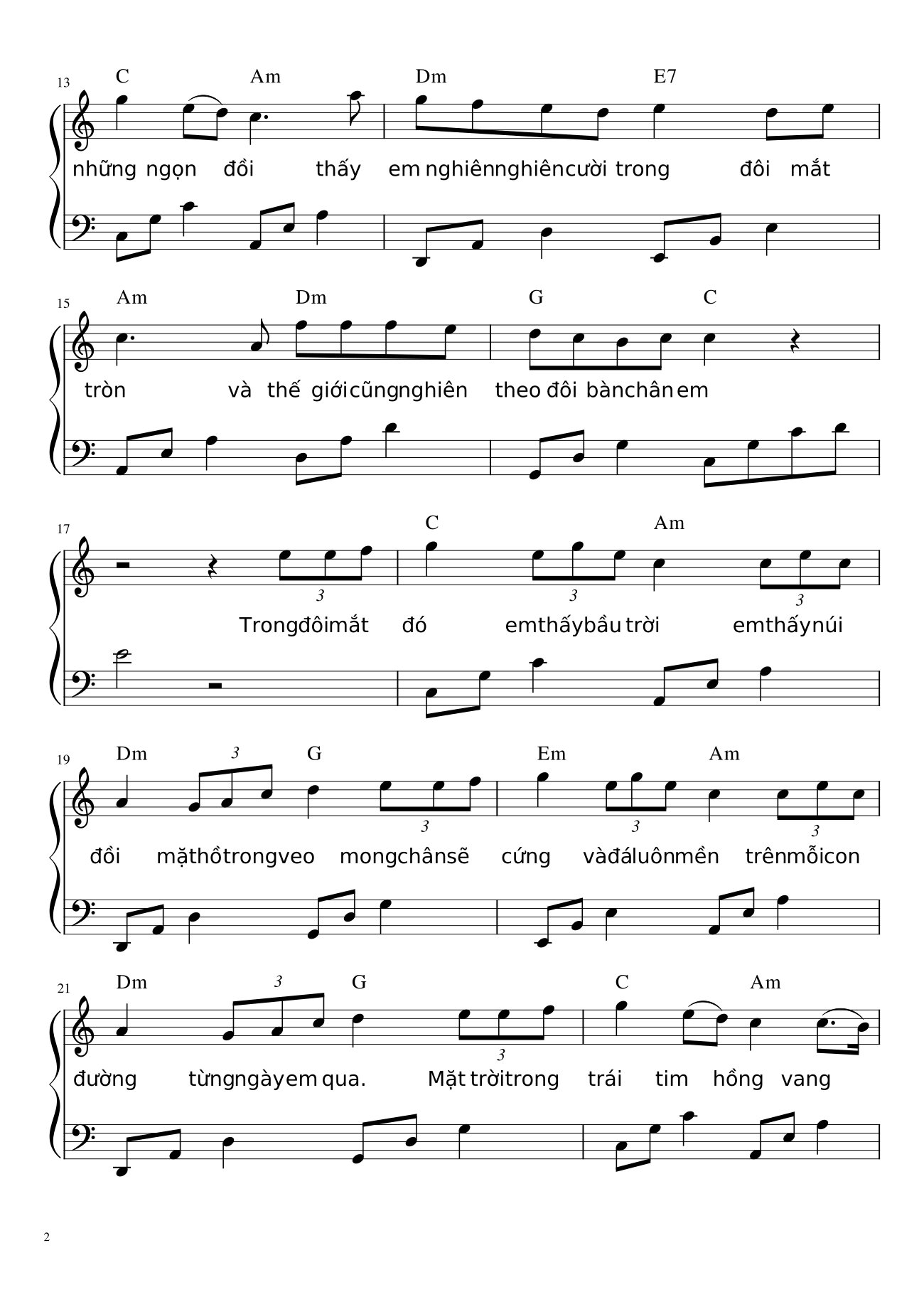 Trang 2 của Sheet nhạc PDF bài hát Nấu ăn cho em Sheet Piano - Đen Vâu - PiaLinh