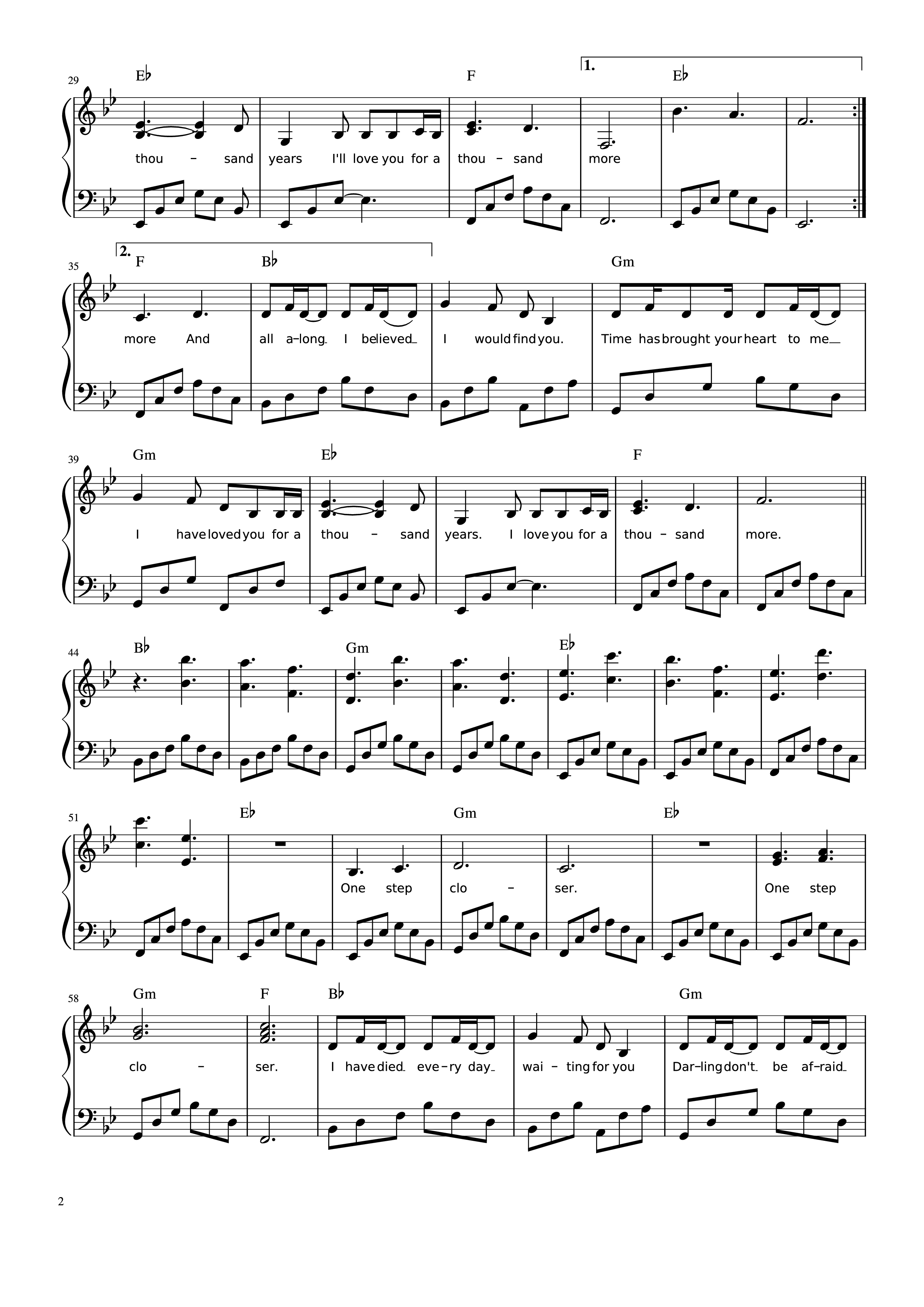 Trang 2 của Sheet nhạc PDF bài hát A Thousand Years Sheet Piano - Christina Perri