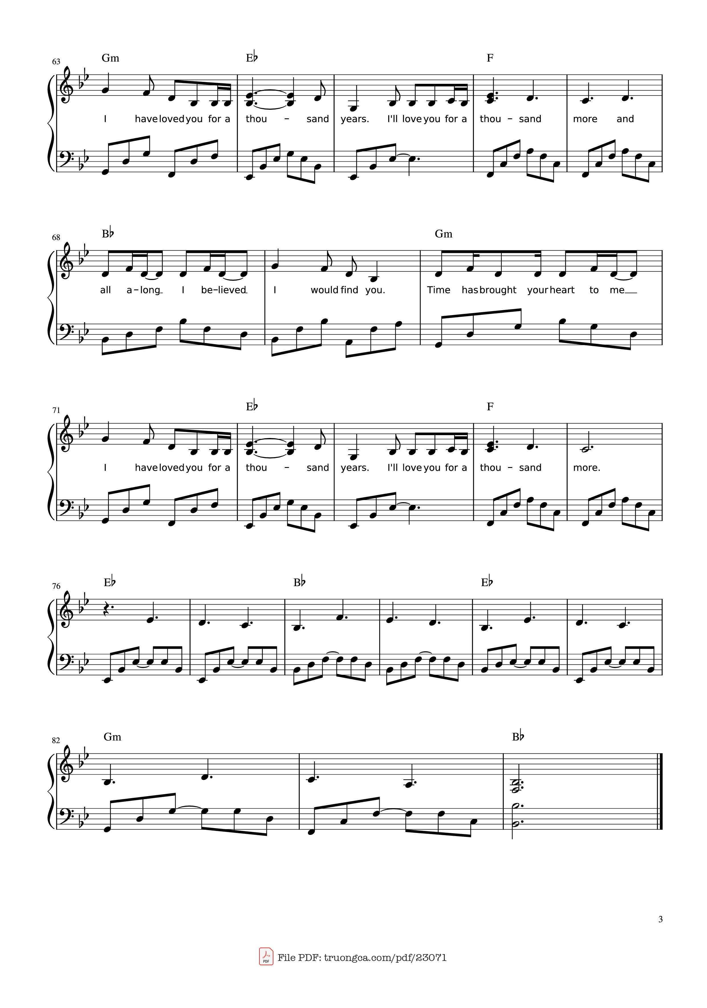 Trang 3 của Sheet nhạc PDF bài hát A Thousand Years Sheet Piano - Christina Perri