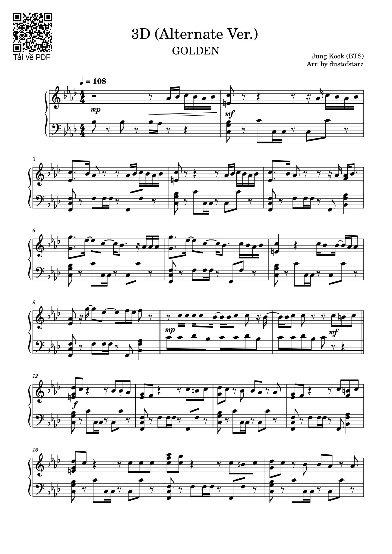 Sheet nhạc PDF bài 3D (Alternate Ver.) Sheet Piano