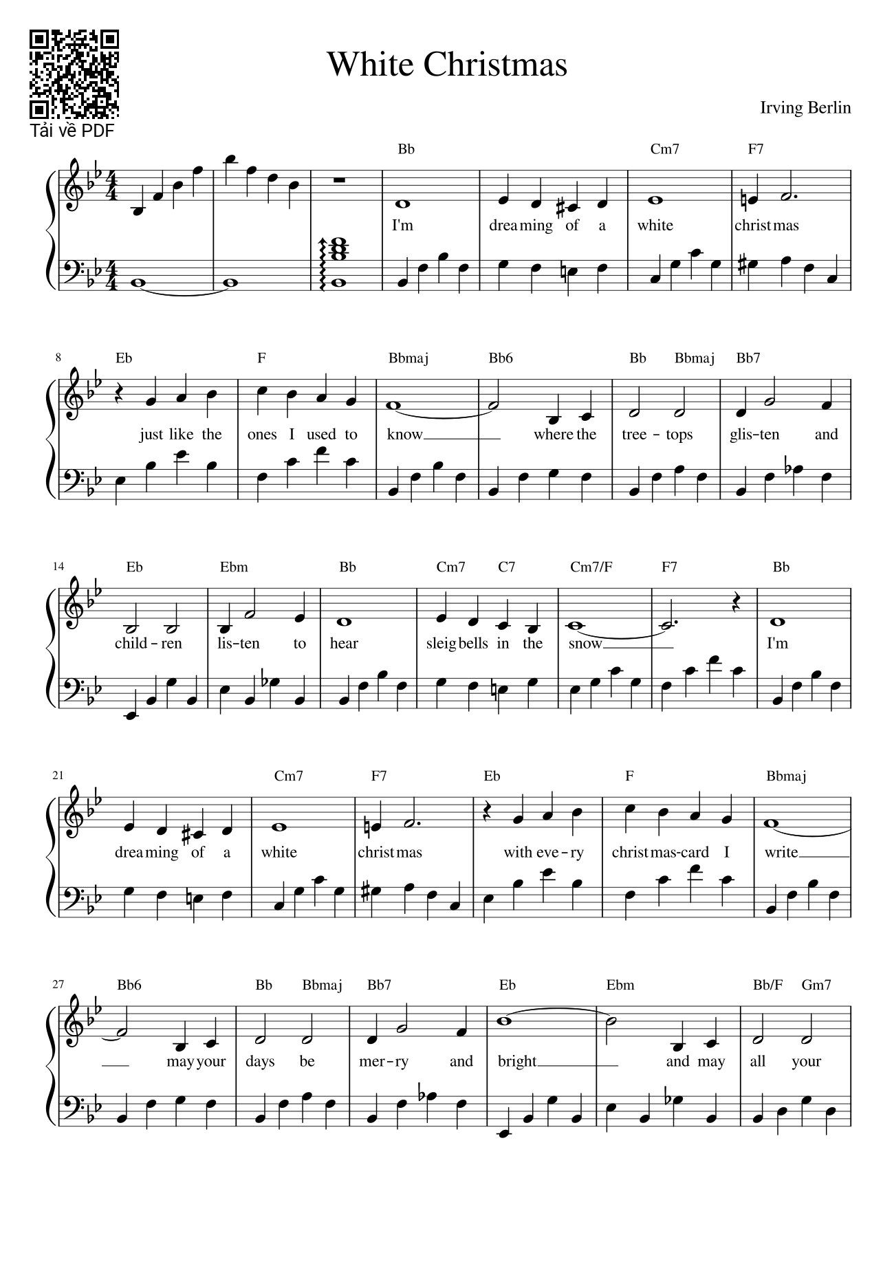 Sheet nhạc PDF bài White Christmas Sheet Piano