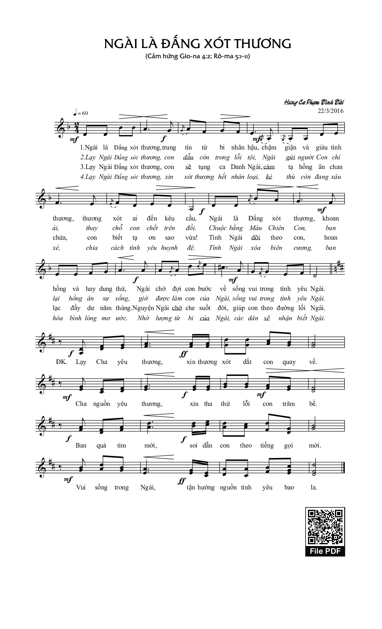 Sheet nhạc PDF bài Ngài Là Đấng Xót Thương