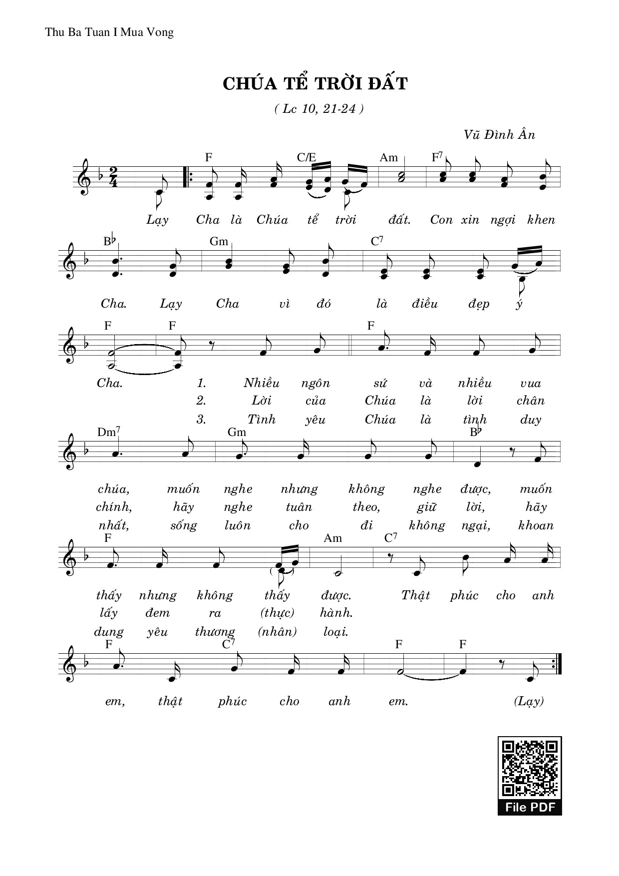 Sheet nhạc PDF bài Chúa Tể Trời Đất