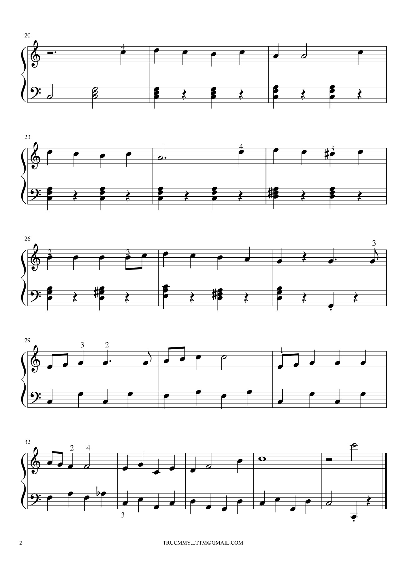 Trang 2 của Sheet nhạc PDF bài hát SANTA CLAUS IS COMING TO TOWN Sheet Piano - Trúc My