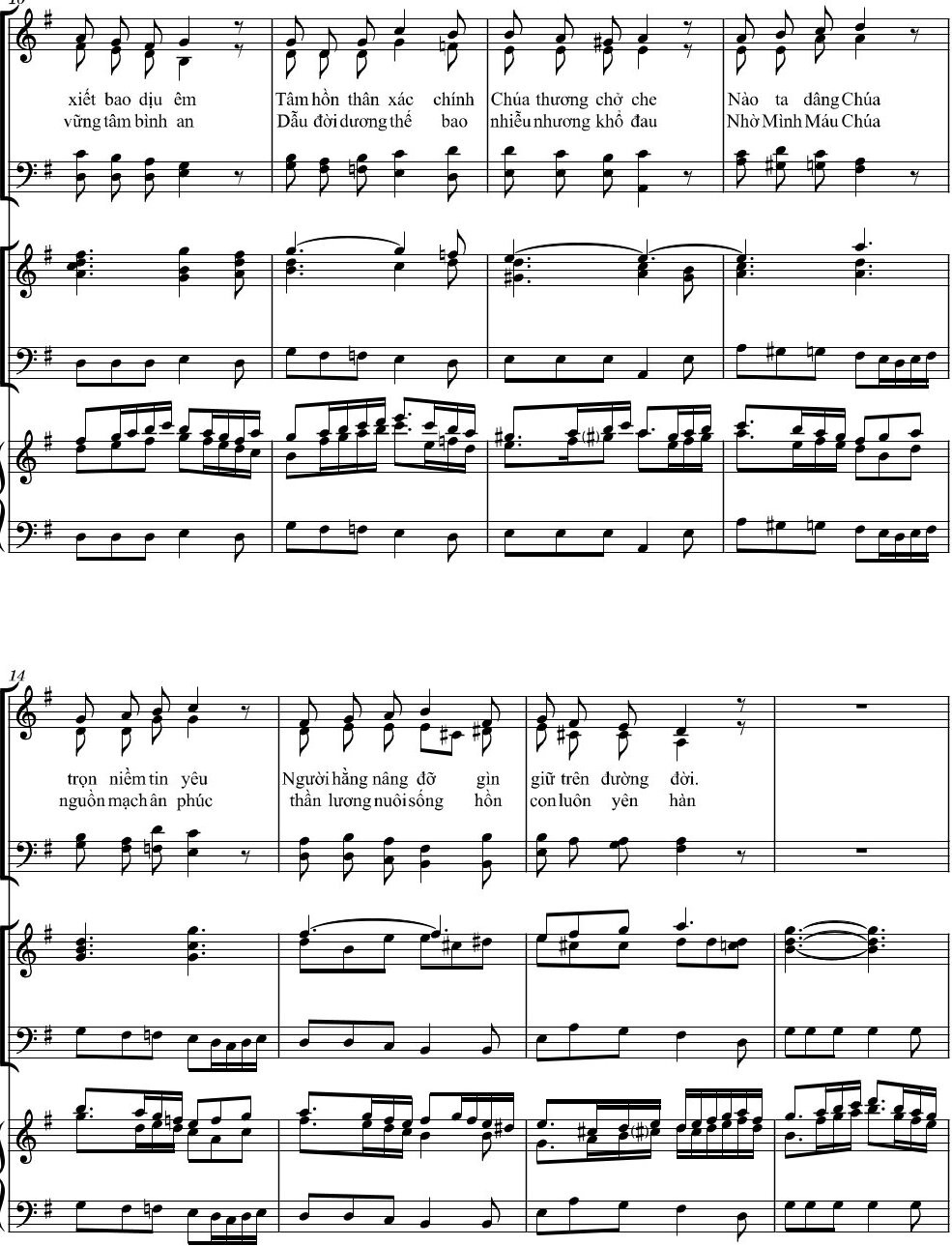 Trong tình yêu Chúa ôi xiết bao dịu êm Tâm hồn thân xác chính Chúa thương chở che, Trang 2