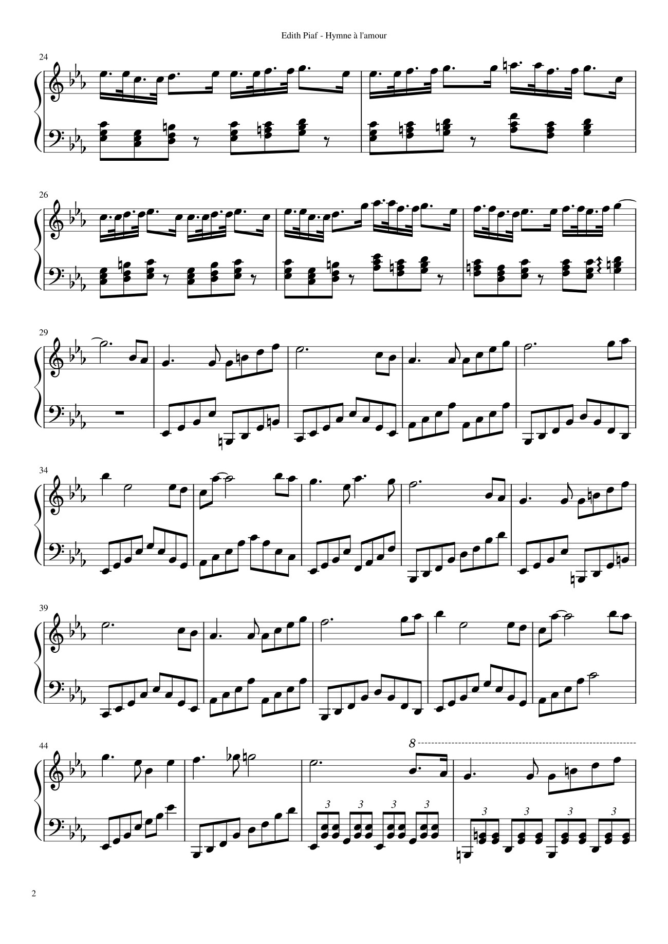 Trang 2 của Sheet nhạc PDF bài hát Hymne à l