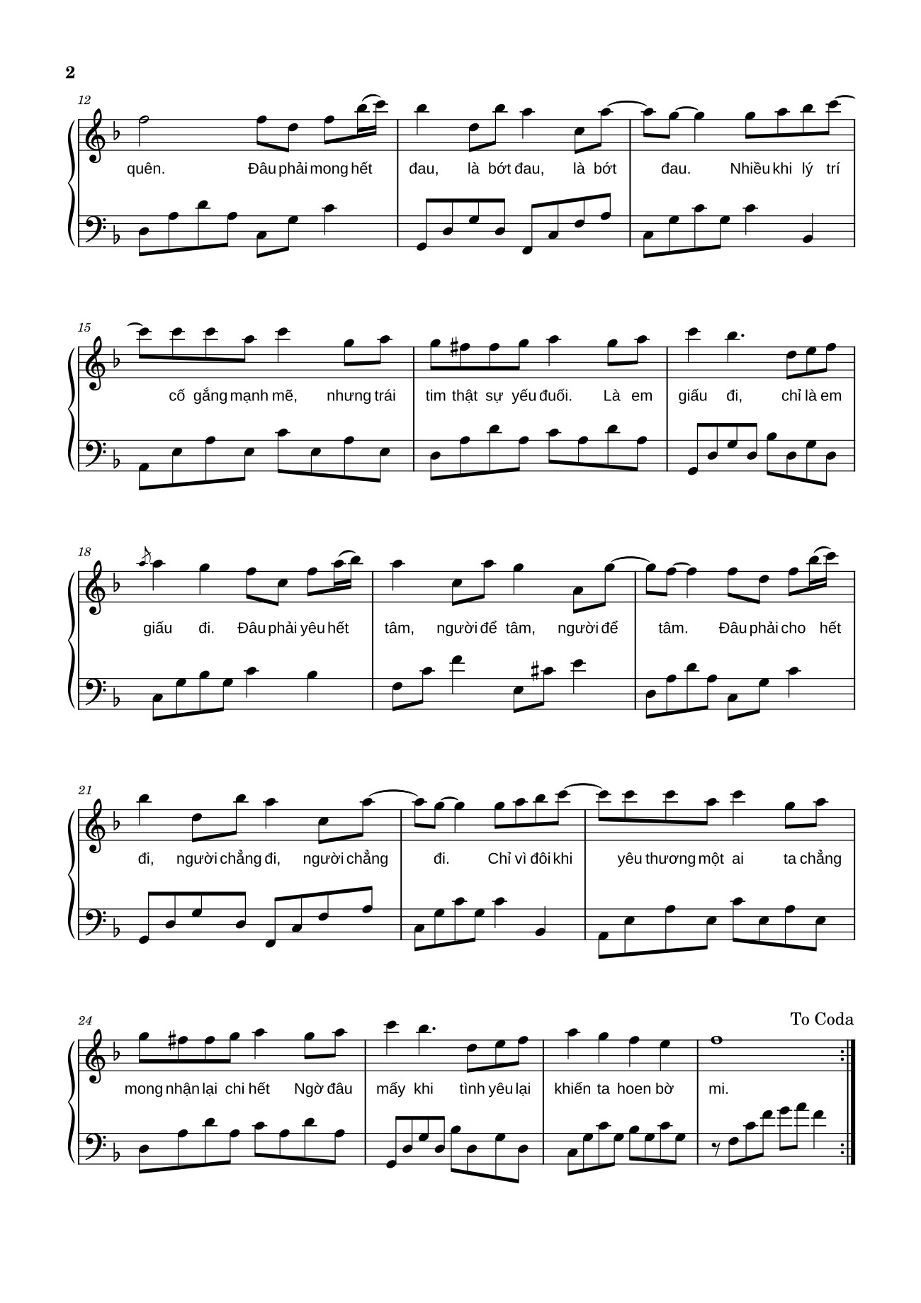 Trang 2 của Sheet nhạc PDF bài hát Chưa Quên Người Yêu Cũ - Hà Nhi Sheet Piano - LaLa_1711