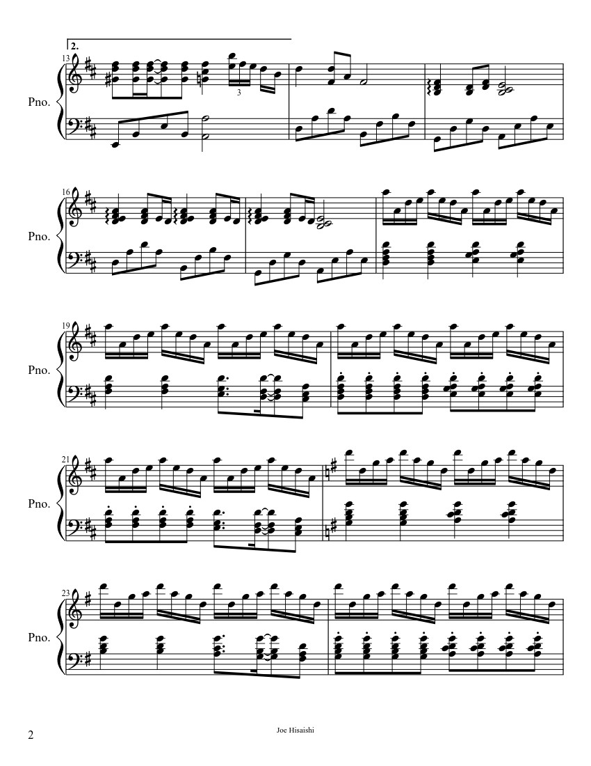 Trang 2 của Sheet nhạc PDF bài hát Summer (Joe Hisaishi) Sheet Piano - Joe Hisaishi