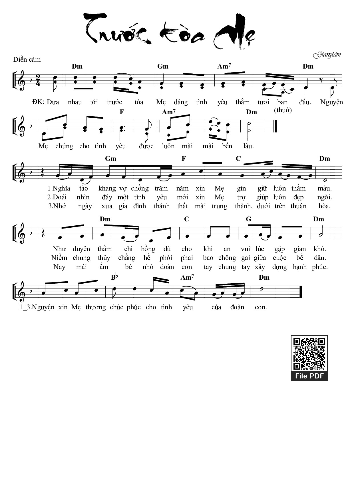 Sheet nhạc PDF bài Trước Tòa Mẹ