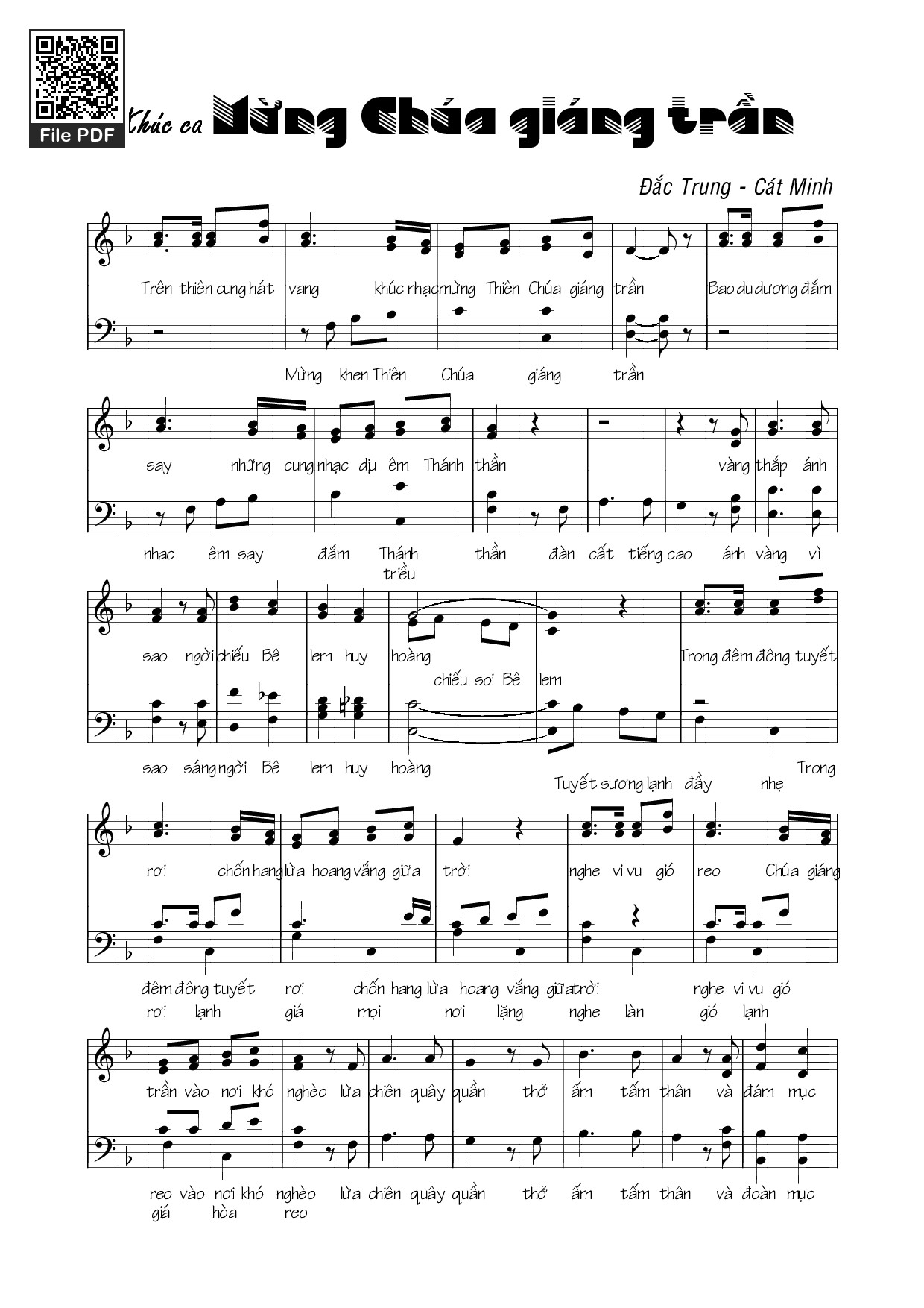 Sheet nhạc PDF bài Khúc Ca Mừng Chúa Giáng Trần