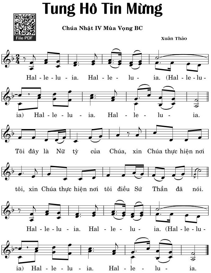 Trang 1 của Sheet nhạc PDF bài hát Thtm. Chúa Nhật 4Bc Mùa Vọng - Xuân Thảo