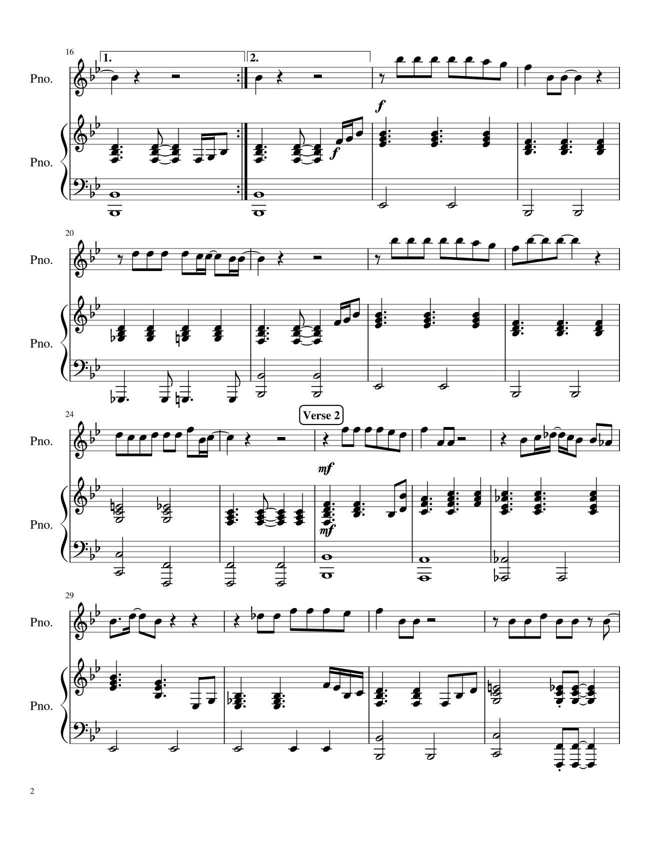 Trang 2 của Sheet nhạc PDF bài hát Make You Feel My Love Sheet Piano - Spencercook