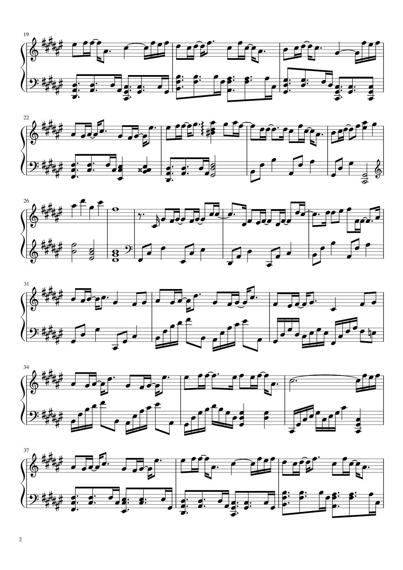 Trang 2 của Sheet nhạc PDF bài hát 想见你想见你想见你 Sheet Piano - IiLiniesta