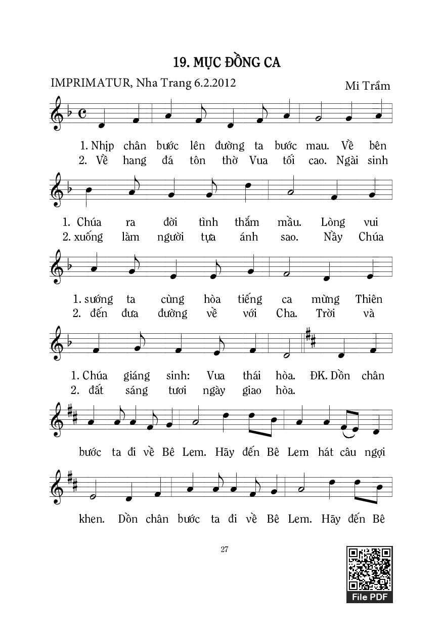 Sheet nhạc PDF bài Mục Đồng Ca