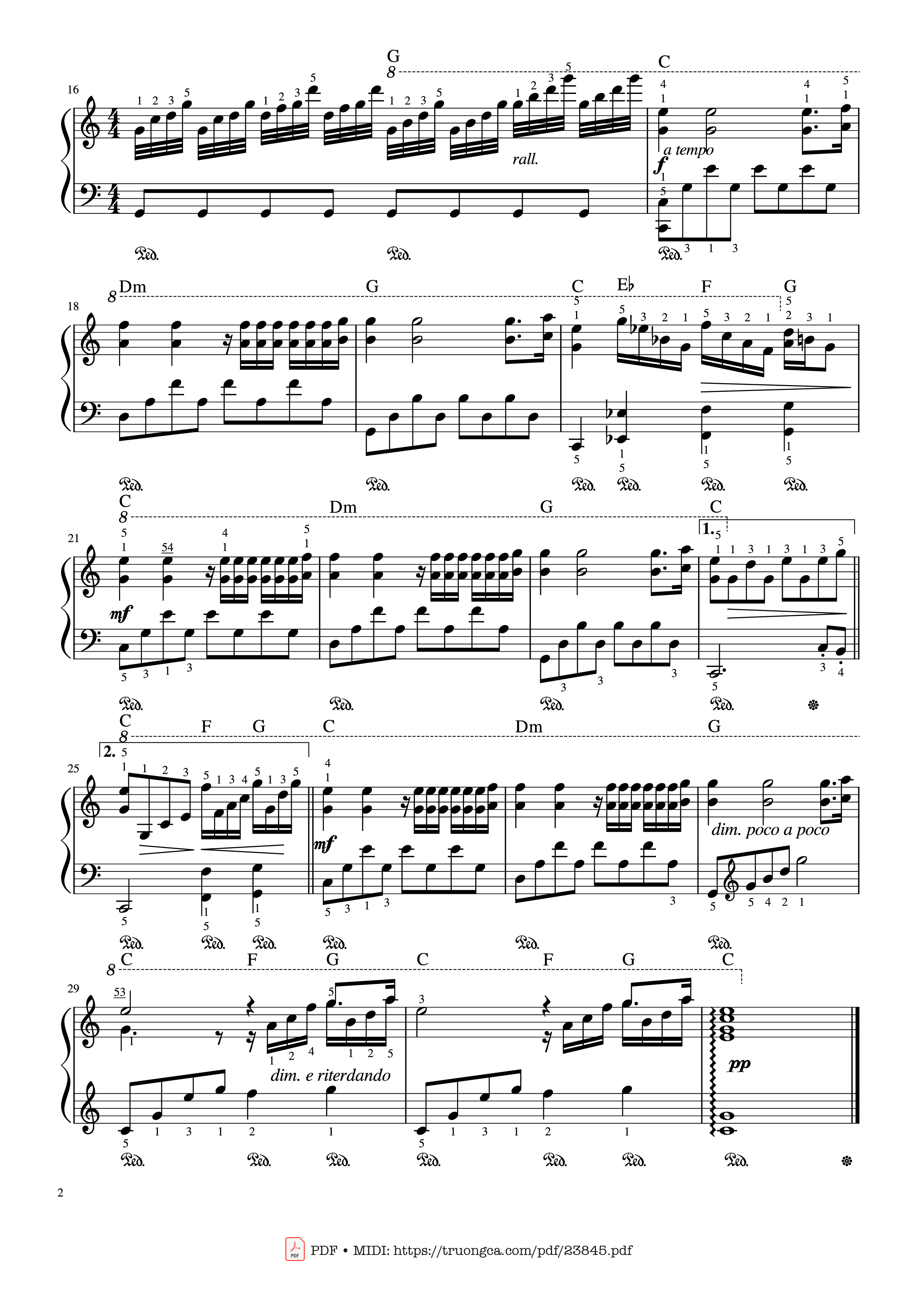Trang 2 của Sheet nhạc PDF bài hát Ballade pour Adeline Sheet Piano - Paul de Senneville