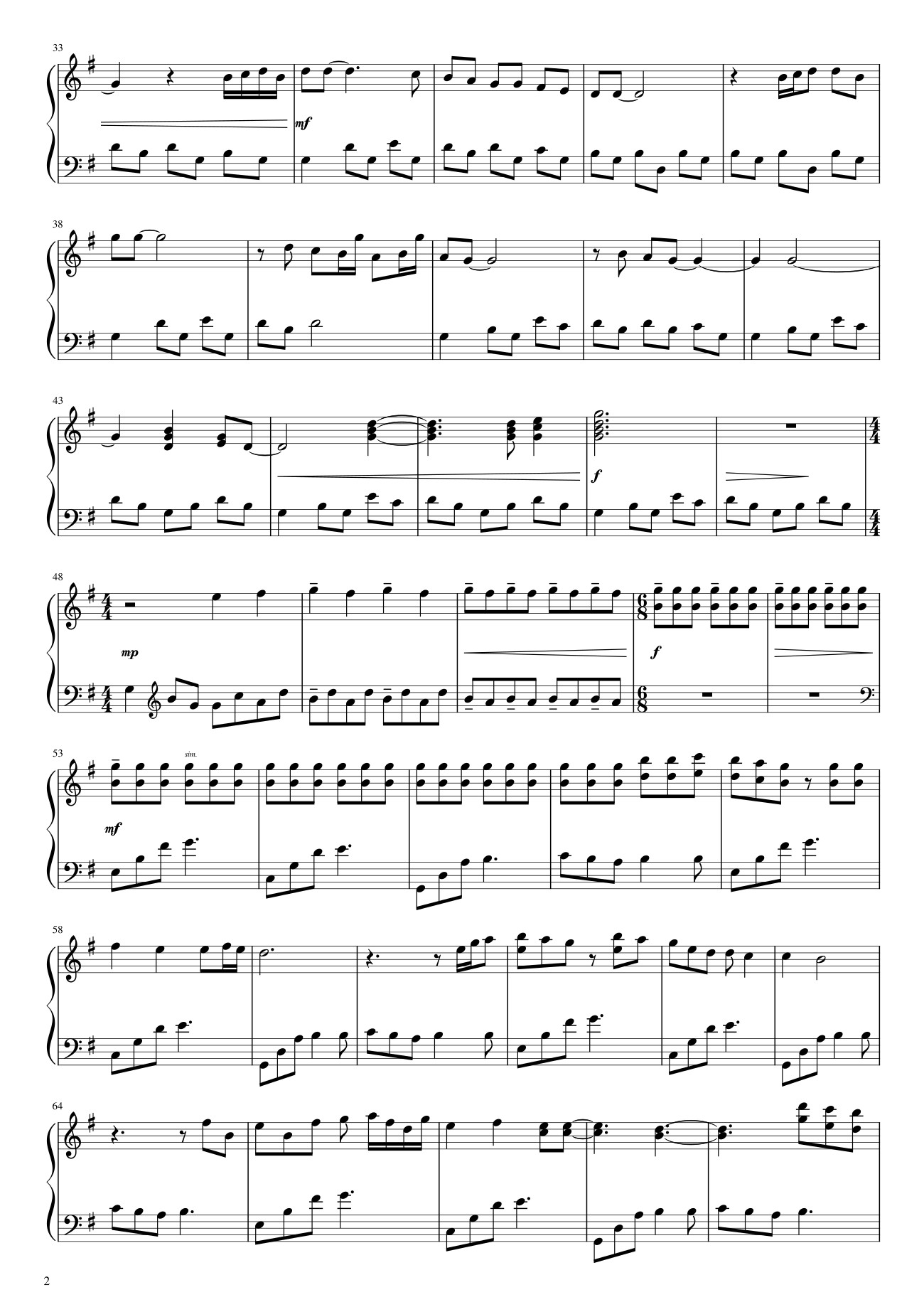 Trang 2 của Sheet nhạc PDF bài hát The Holly and the Ivy George Winston
 Sheet Piano - Shortened and easier 