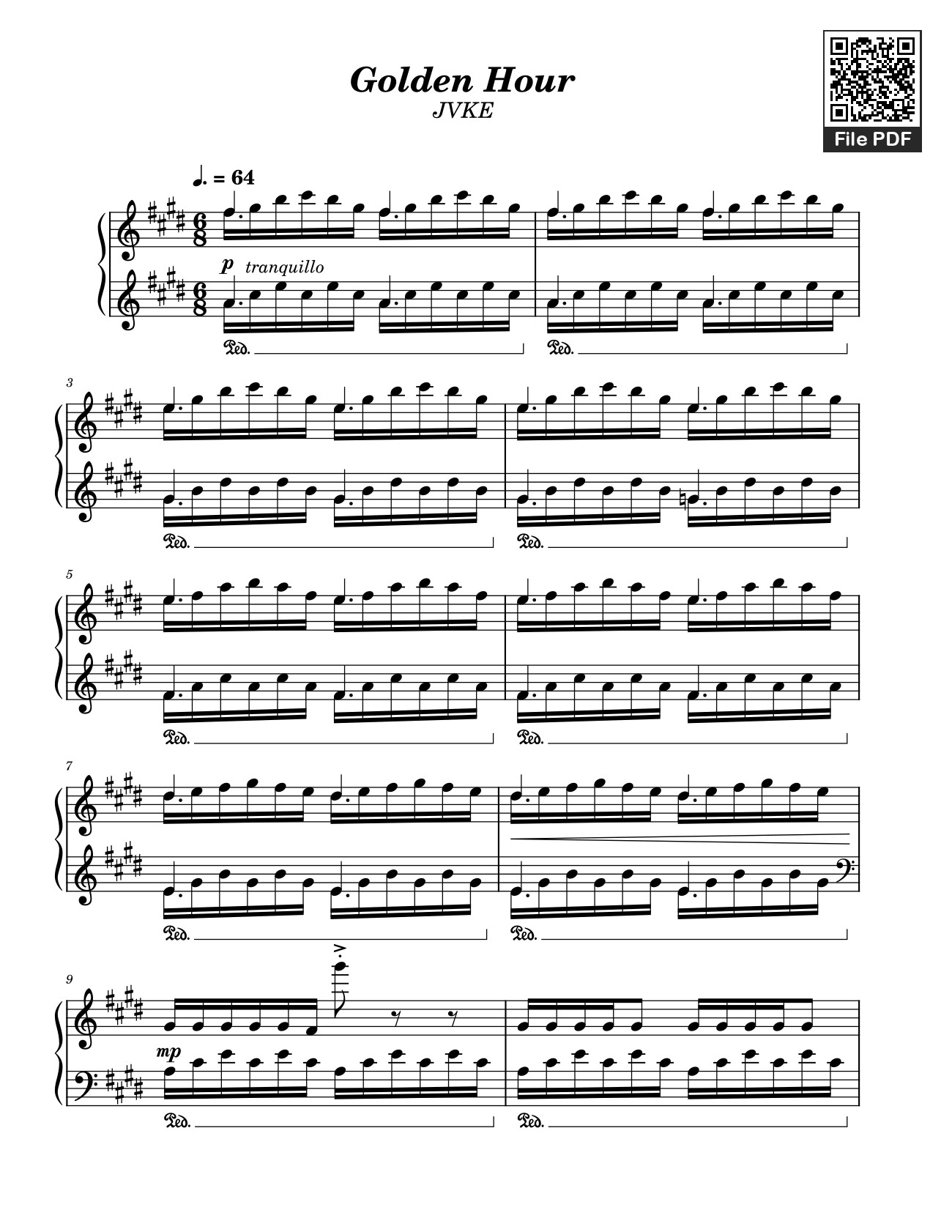 Sheet nhạc PDF bài Golden Hour JVKE Sheet Piano