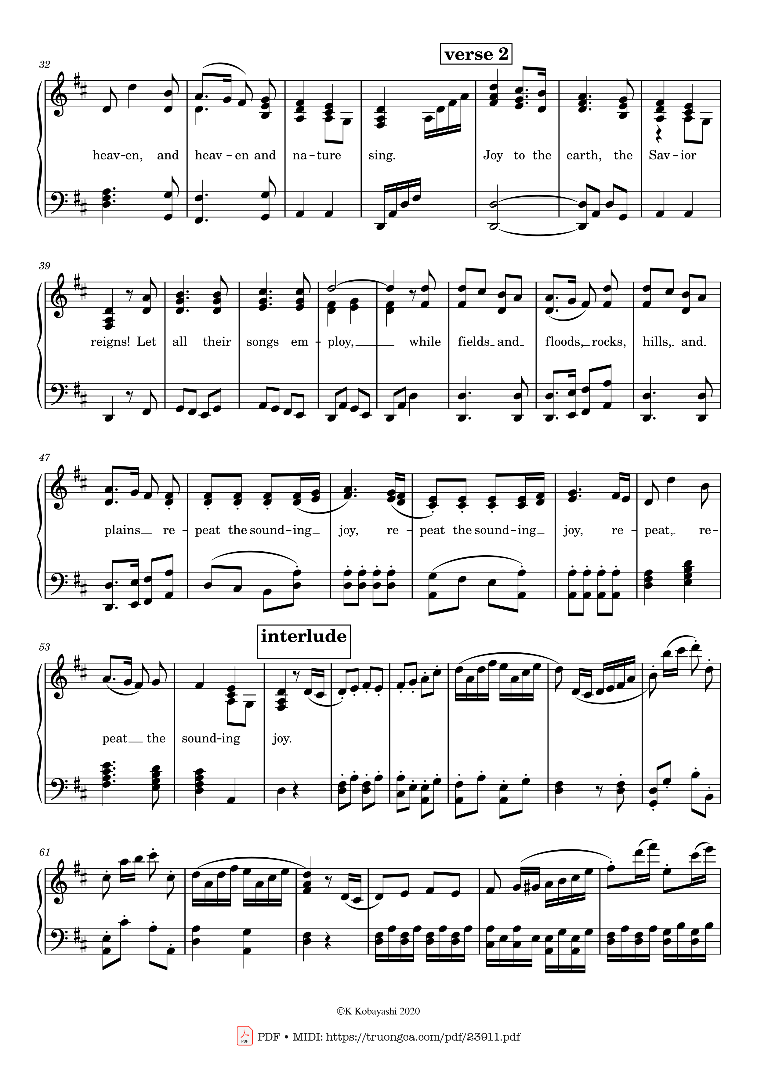 Trang 2 của Sheet nhạc PDF bài hát Joy to the World! The Lord is come Sheet Piano - Lowell Mason