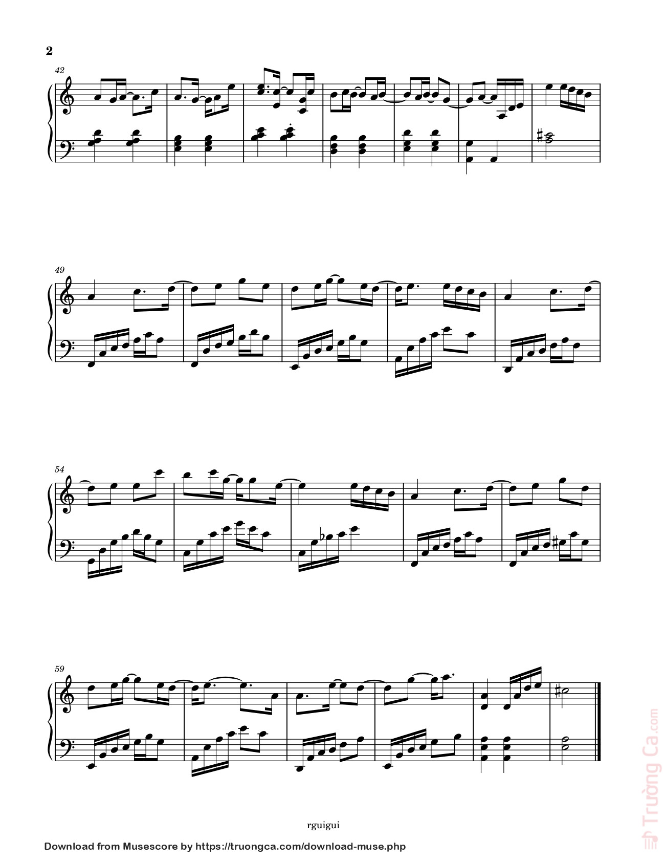 Trang 2 của Sheet nhạc PDF bài hát Tháng Tư Là Lời Nói Dối Của Em Sheet Piano - Hà Anh Tuấn