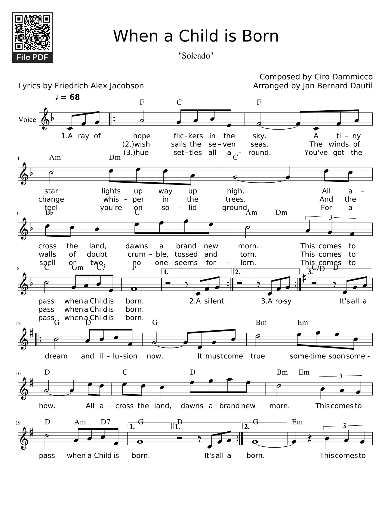 Sheet nhạc PDF bài When a Child is Born