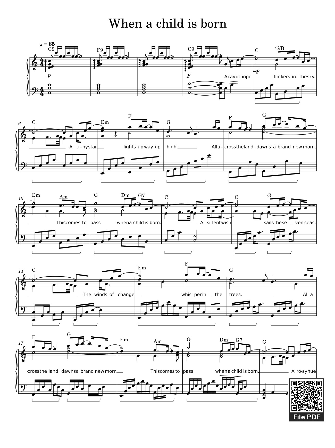 Trang 1 của Sheet nhạc PDF bài hát When a child is born Sheet Piano - Elena Di Guardo