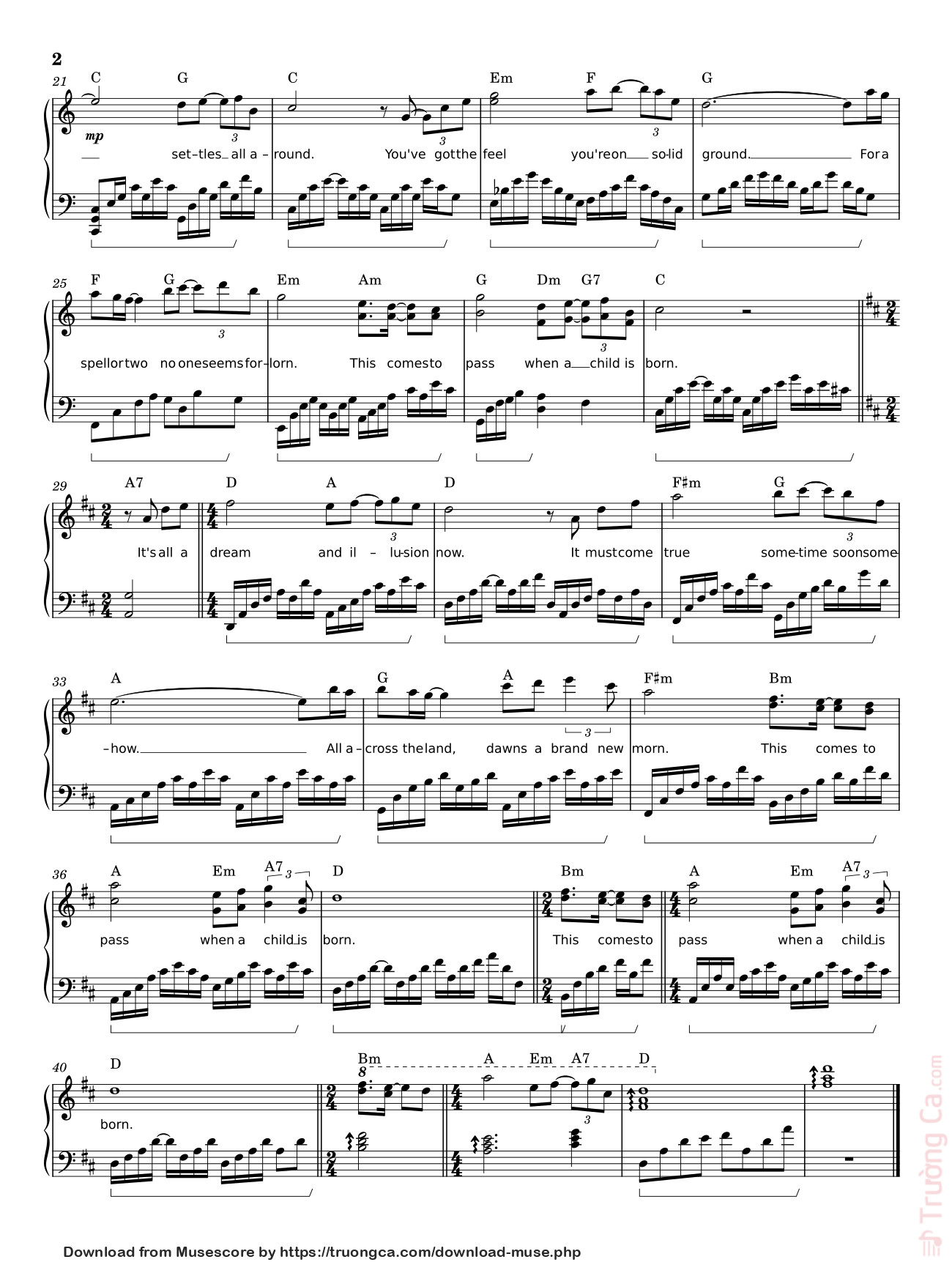 Trang 2 của Sheet nhạc PDF bài hát When a child is born Sheet Piano - Elena Di Guardo