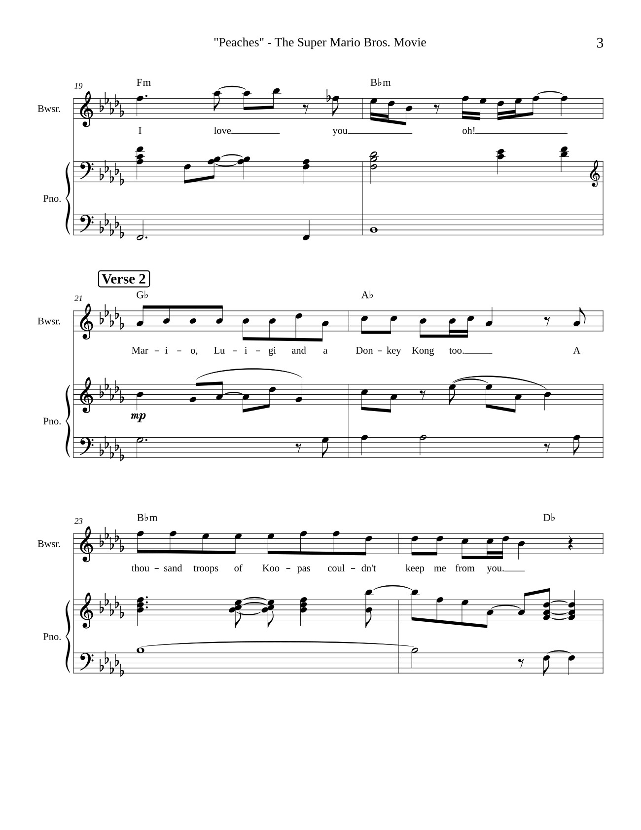 Trang 3 của Sheet nhạc PDF bài hát Peaches - Jack Black