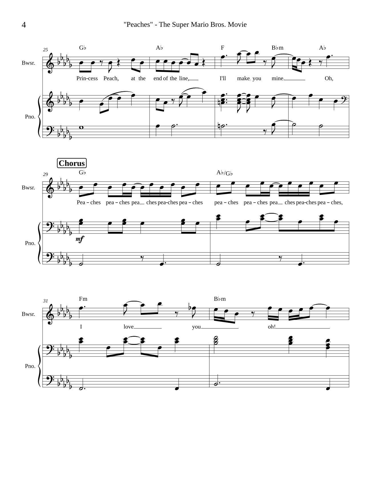 Trang 4 của Sheet nhạc PDF bài hát Peaches - Jack Black