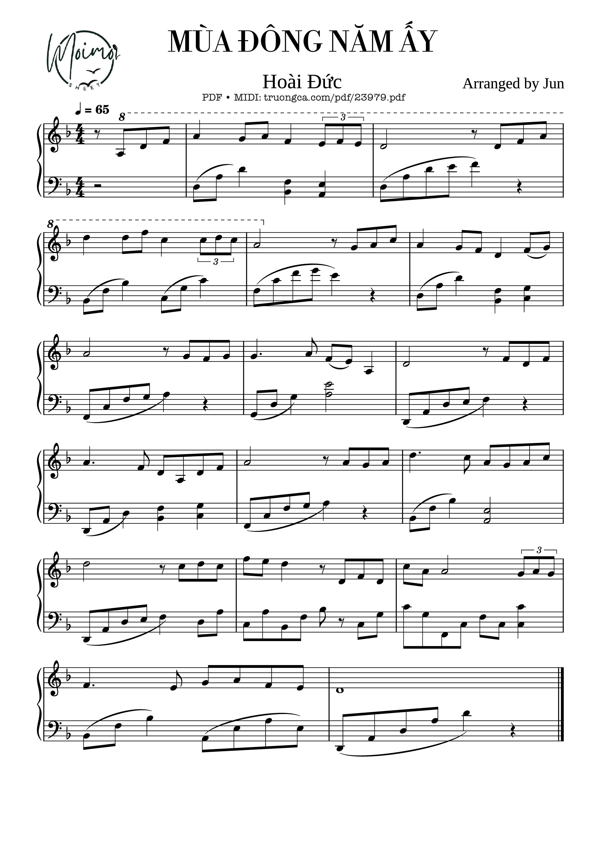 Sheet nhạc PDF bài Mùa Đông Năm Ấy Sheet Piano