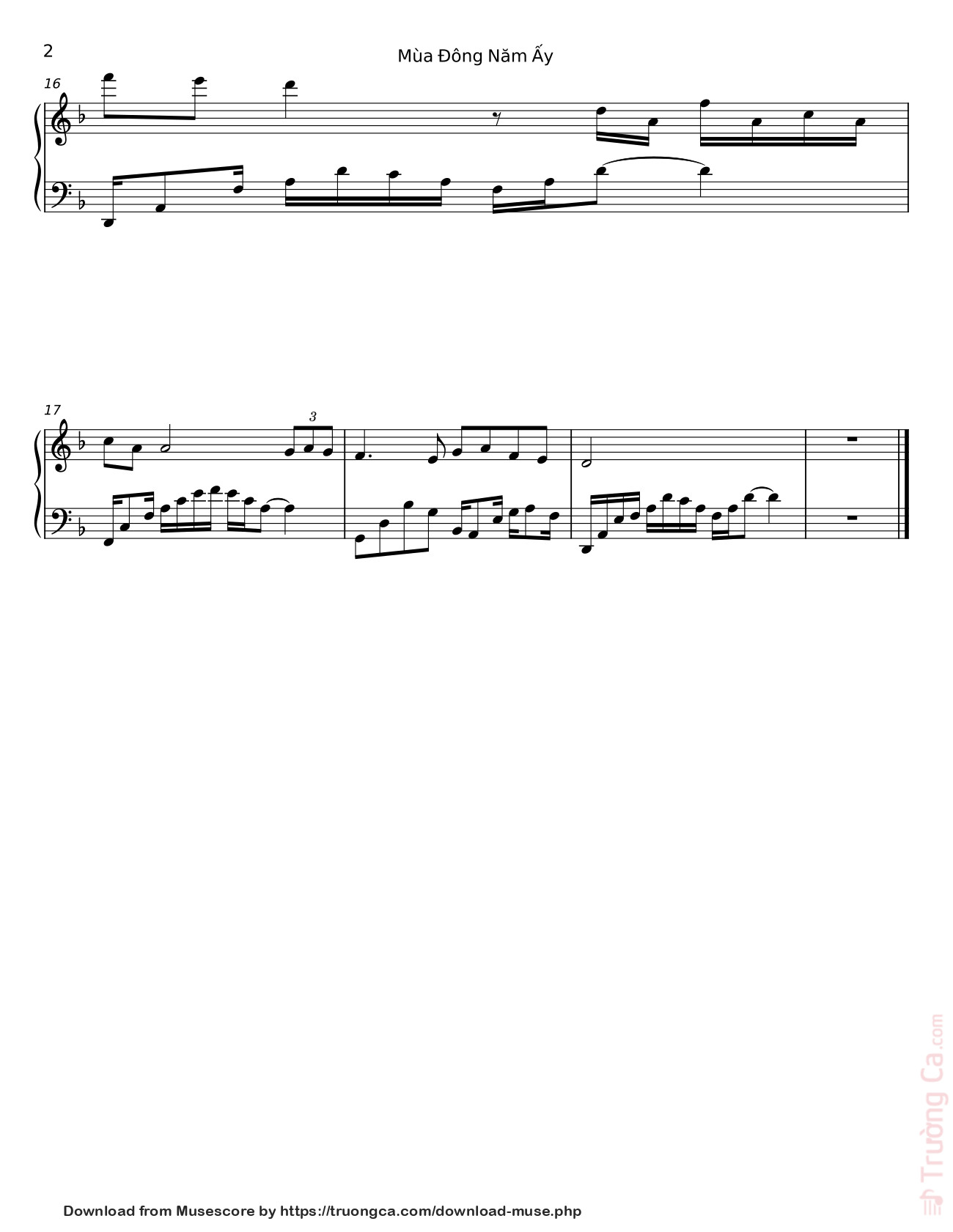 Trang 2 của Sheet nhạc PDF bài hát Mùa Đông Năm Ấy Sheet Piano - Lafasse
