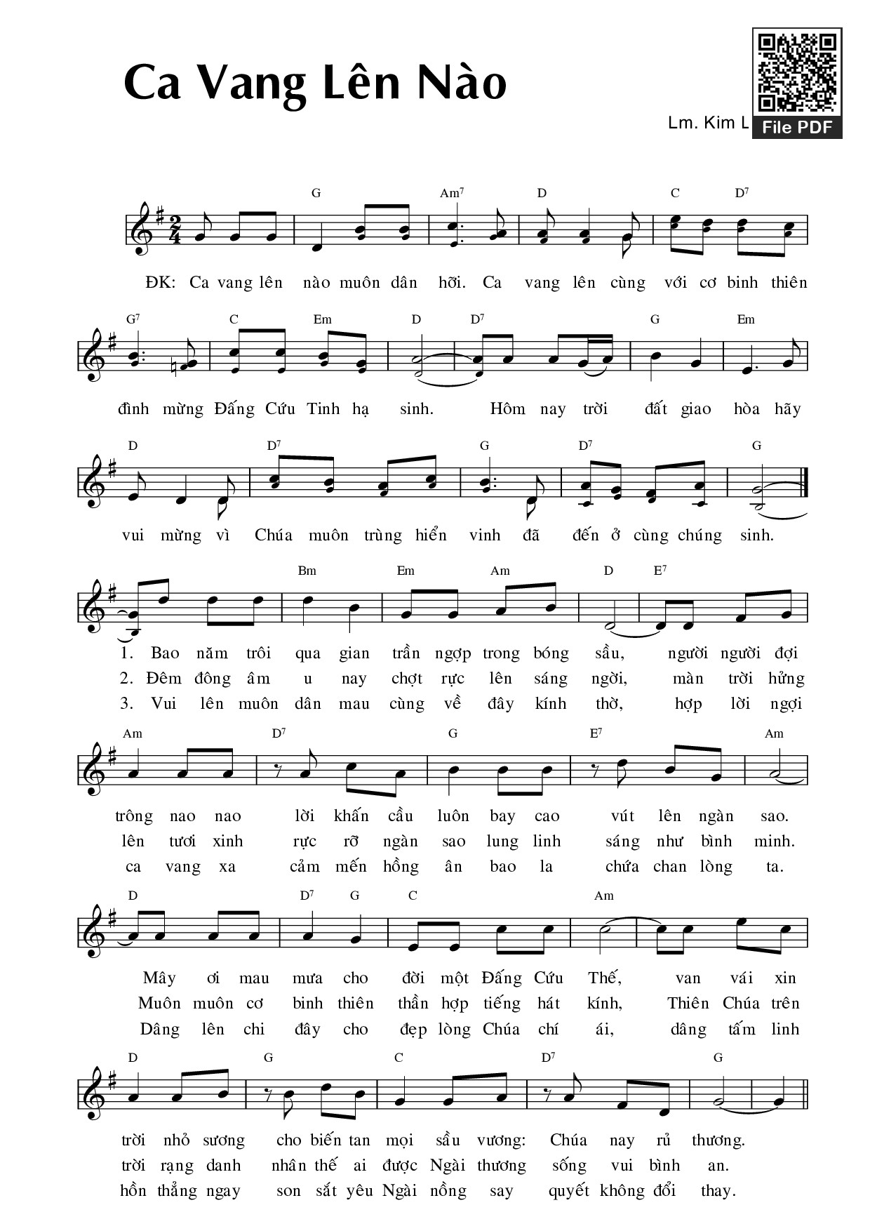 Trang 1 của Sheet nhạc PDF bài hát Ca Vang Lên Nào - Kim Long
