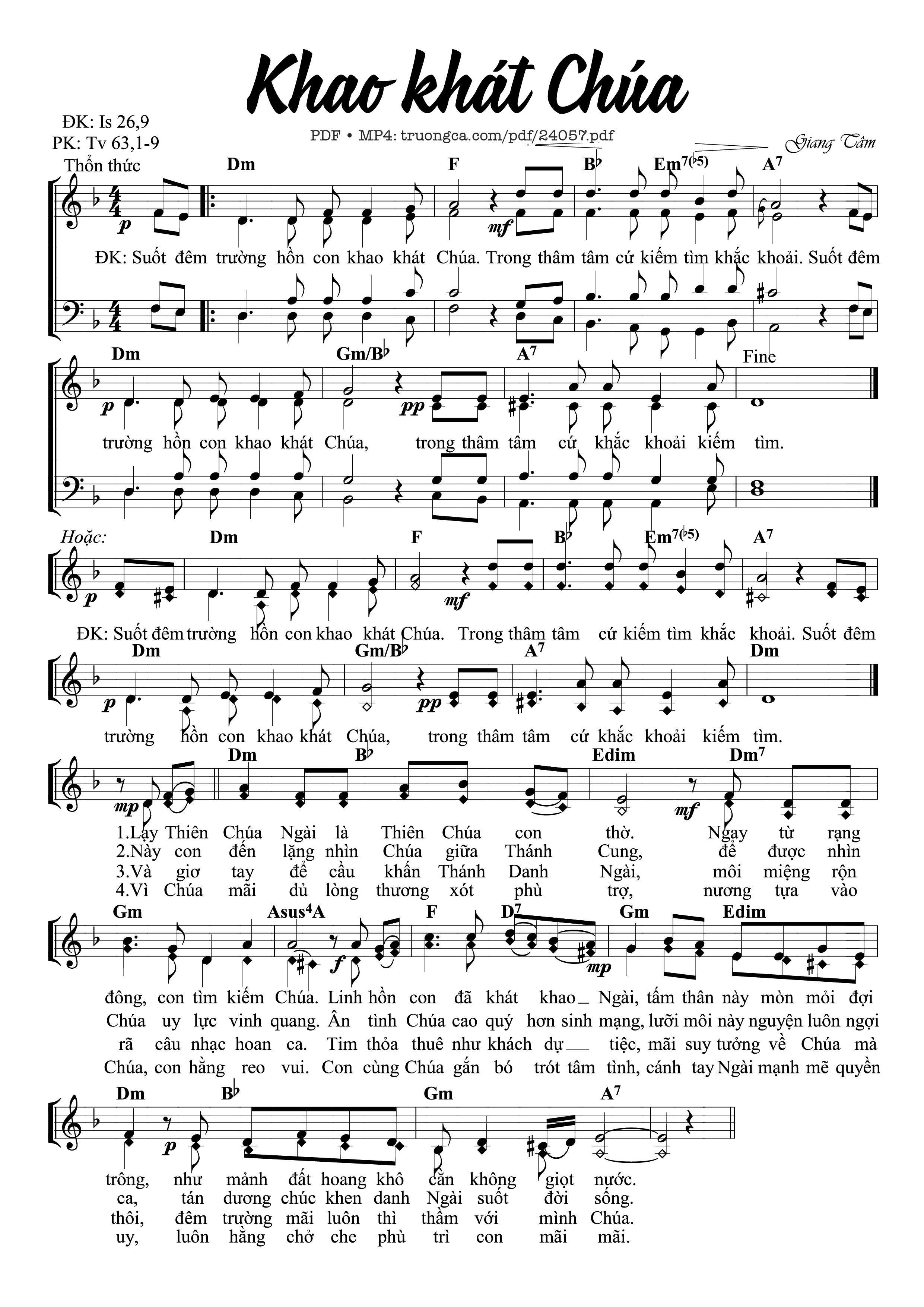 Sheet nhạc PDF bài Khao Khát Chúa