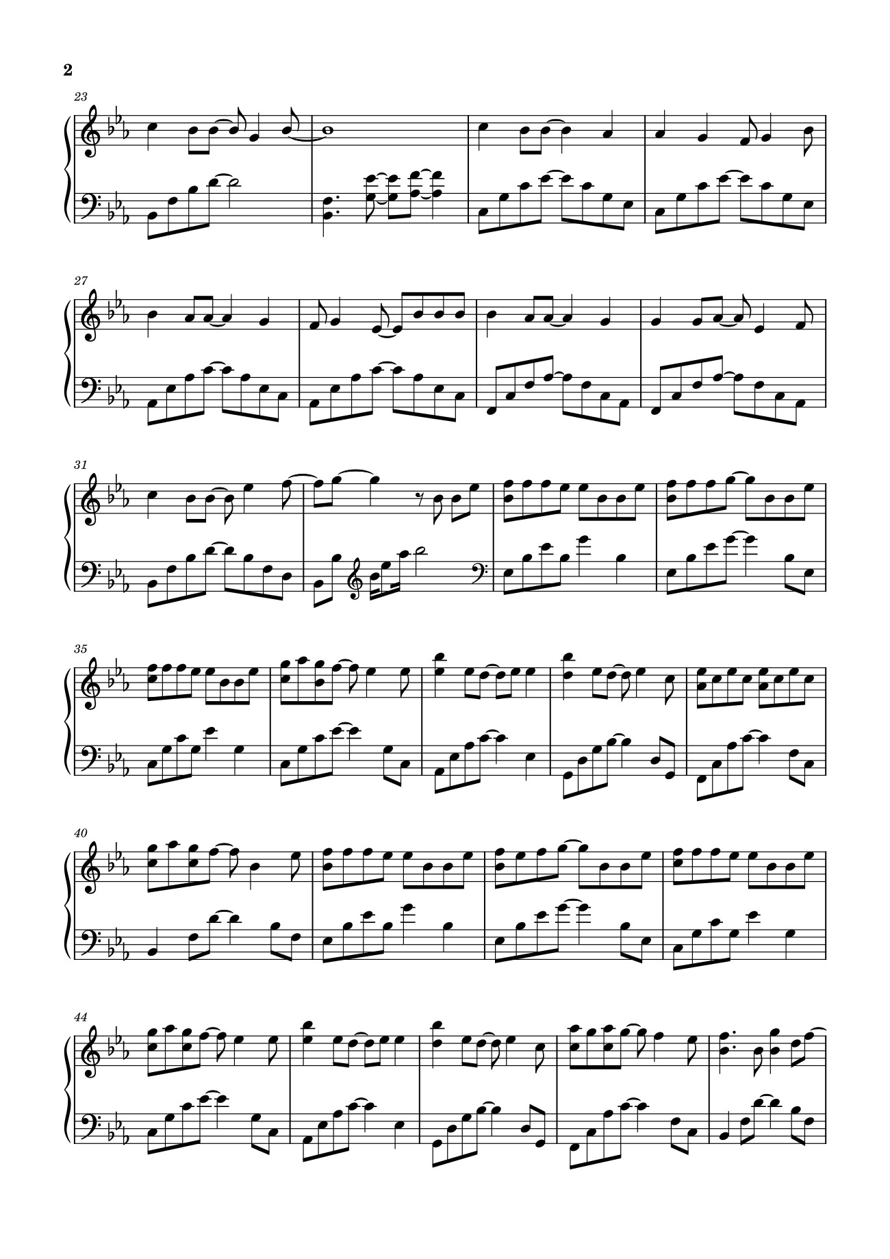 Trang 2 của Sheet nhạc PDF bài hát 晚风告白 星野 Sheet Piano - 演唱:星野