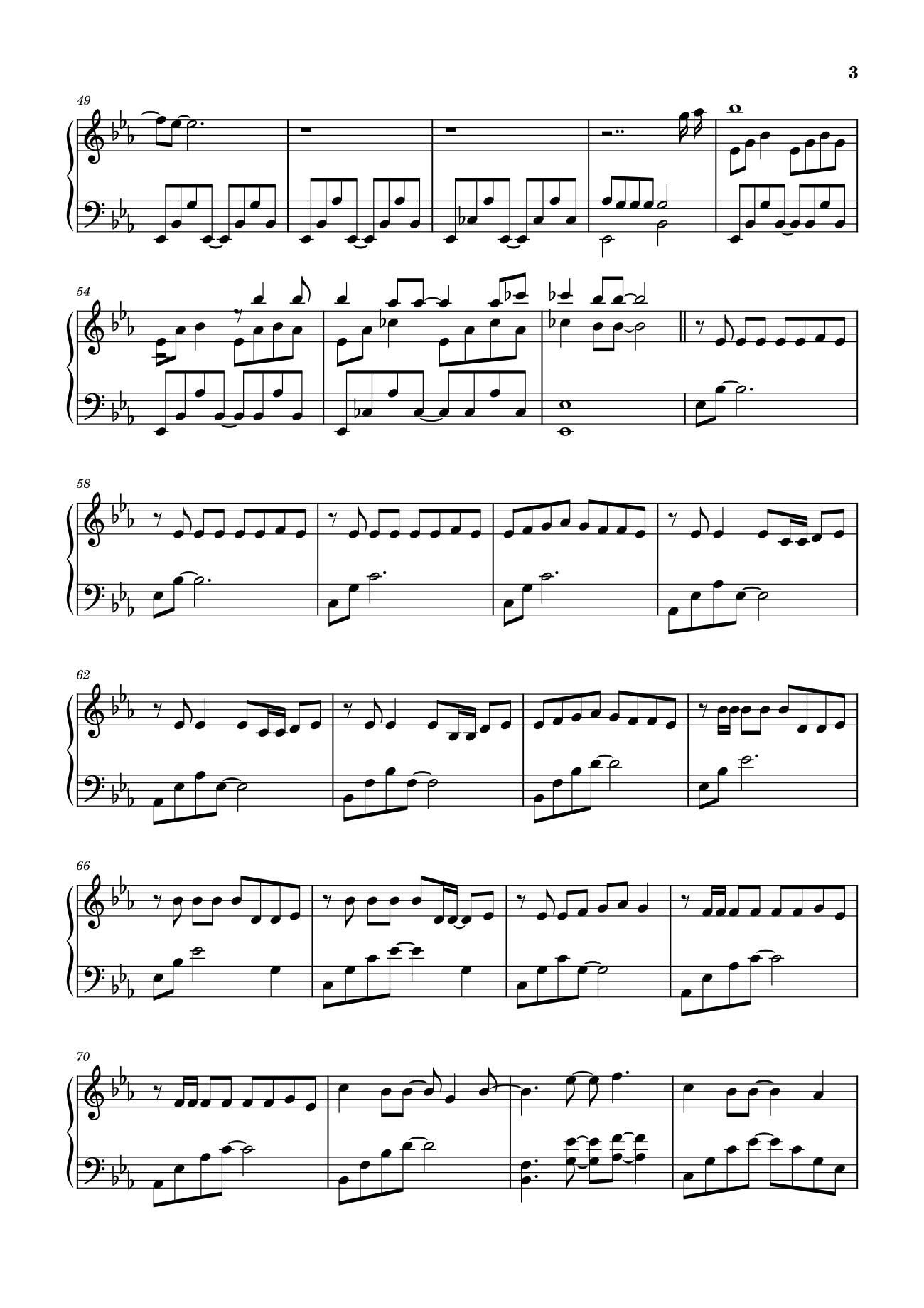 Trang 3 của Sheet nhạc PDF bài hát 晚风告白 星野 Sheet Piano - 演唱:星野