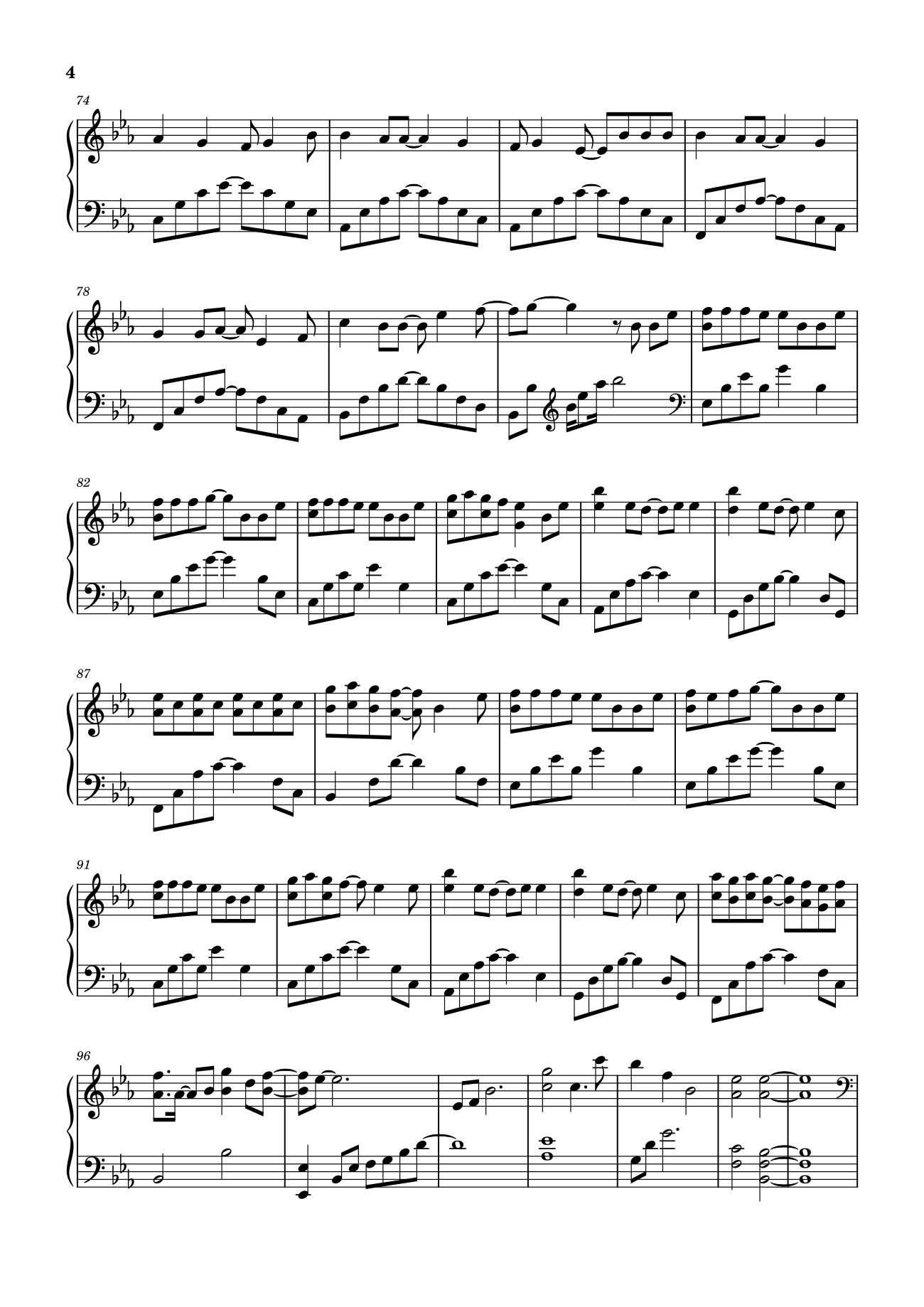 Trang 4 của Sheet nhạc PDF bài hát 晚风告白 星野 Sheet Piano - 演唱:星野