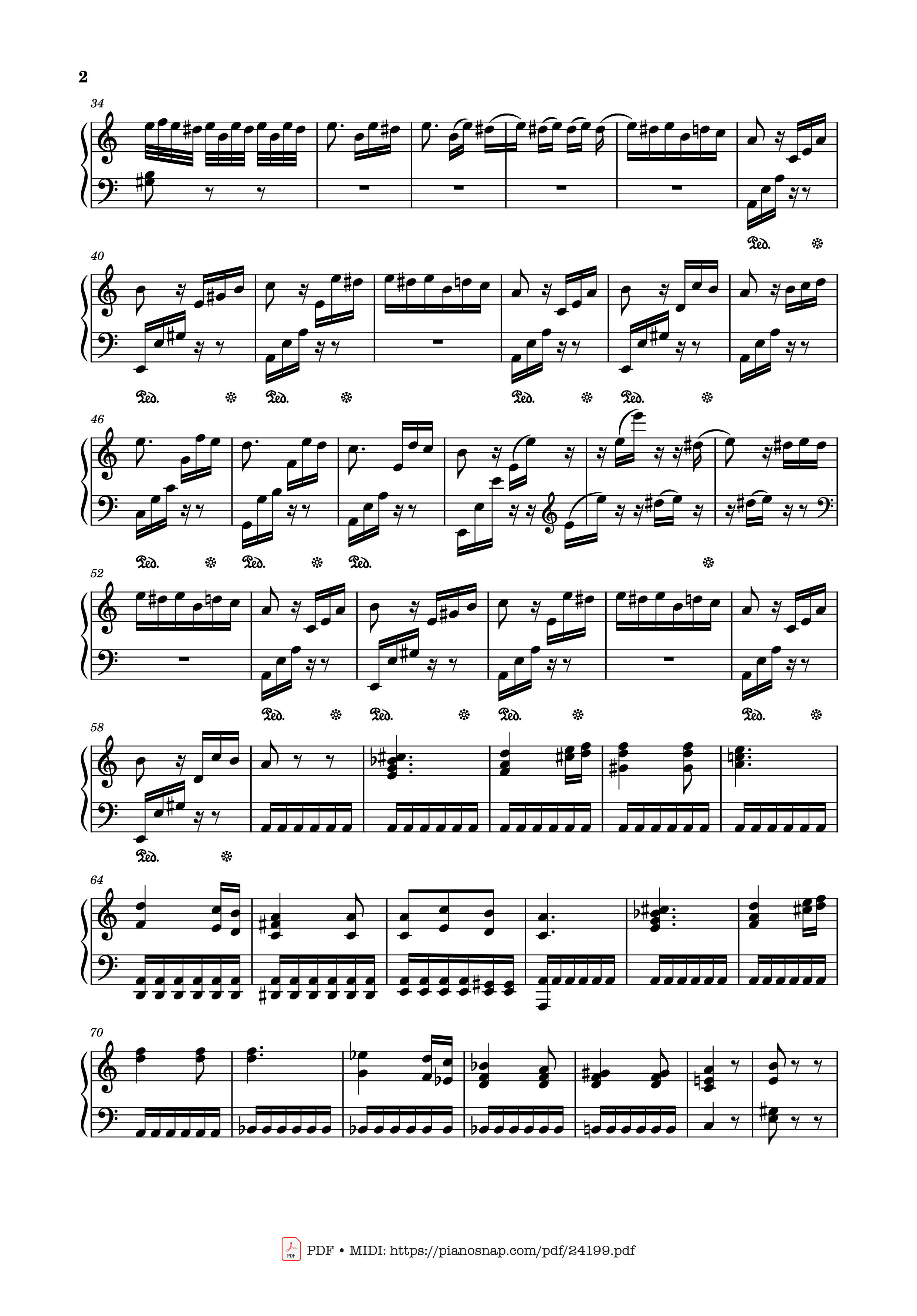 Trang 2 của Sheet nhạc PDF bài hát Für Elise in A Minor Sheet Piano - Ludwig van Beethoven