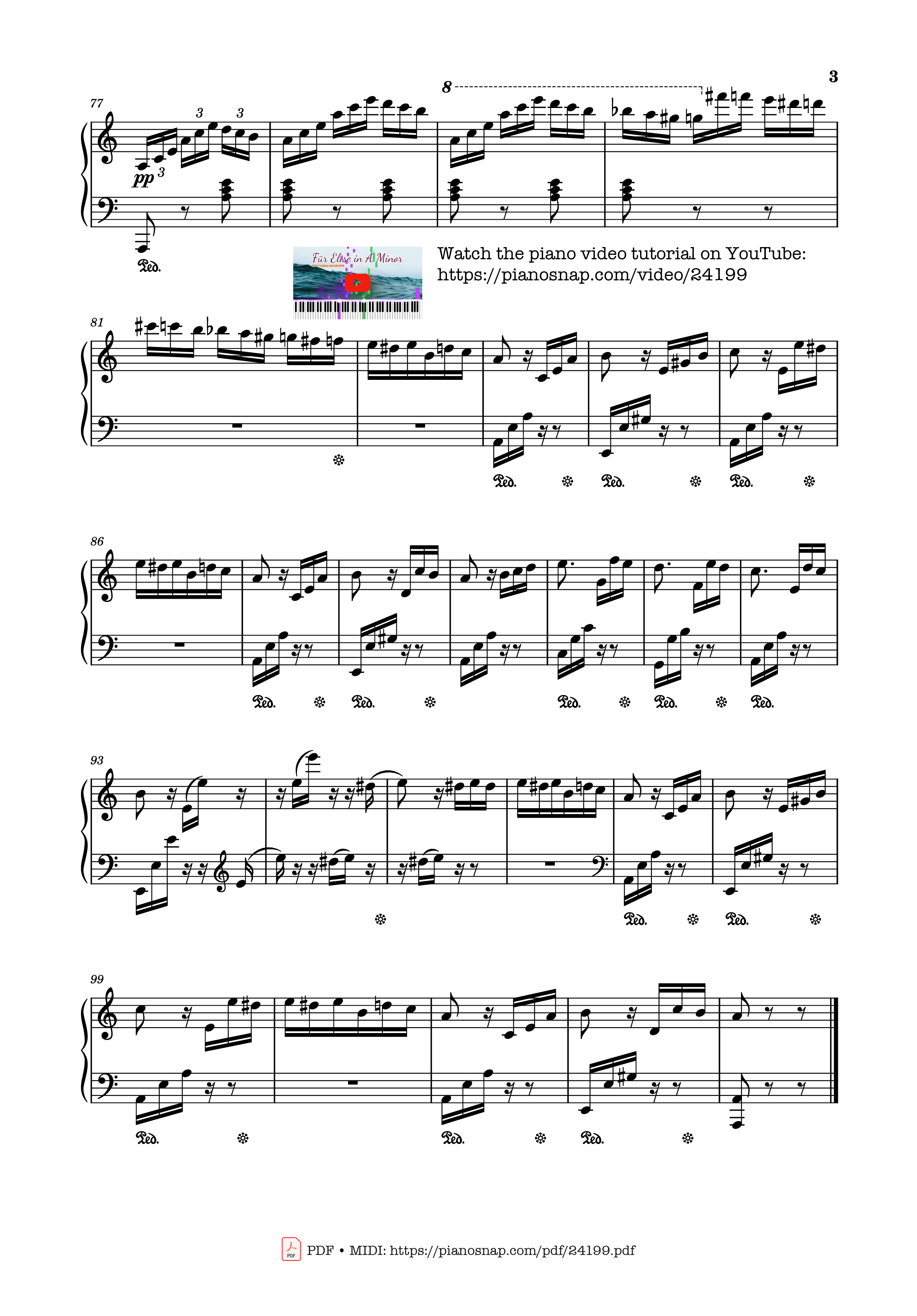 Trang 3 của Sheet nhạc PDF bài hát Für Elise in A Minor Sheet Piano - Ludwig van Beethoven