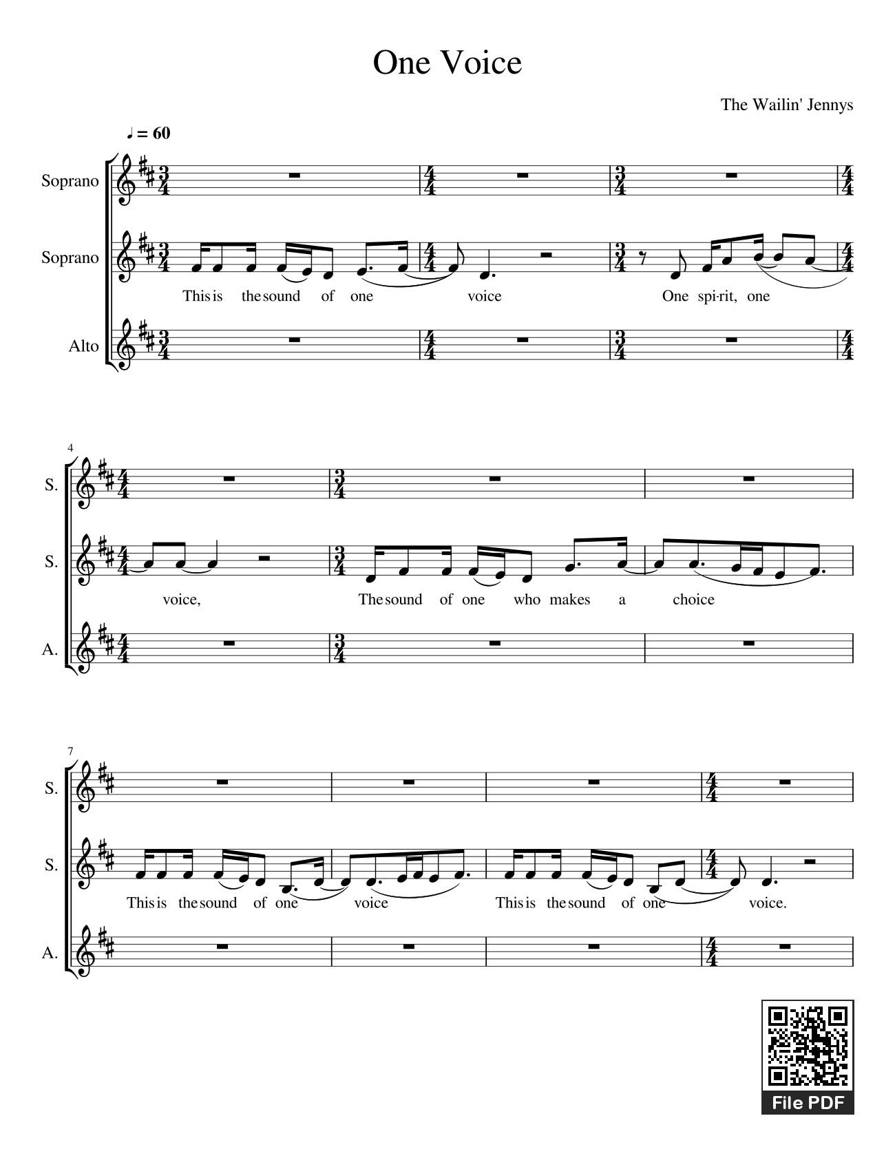 Sheet nhạc PDF bài One Voice - Brittany Savaglio