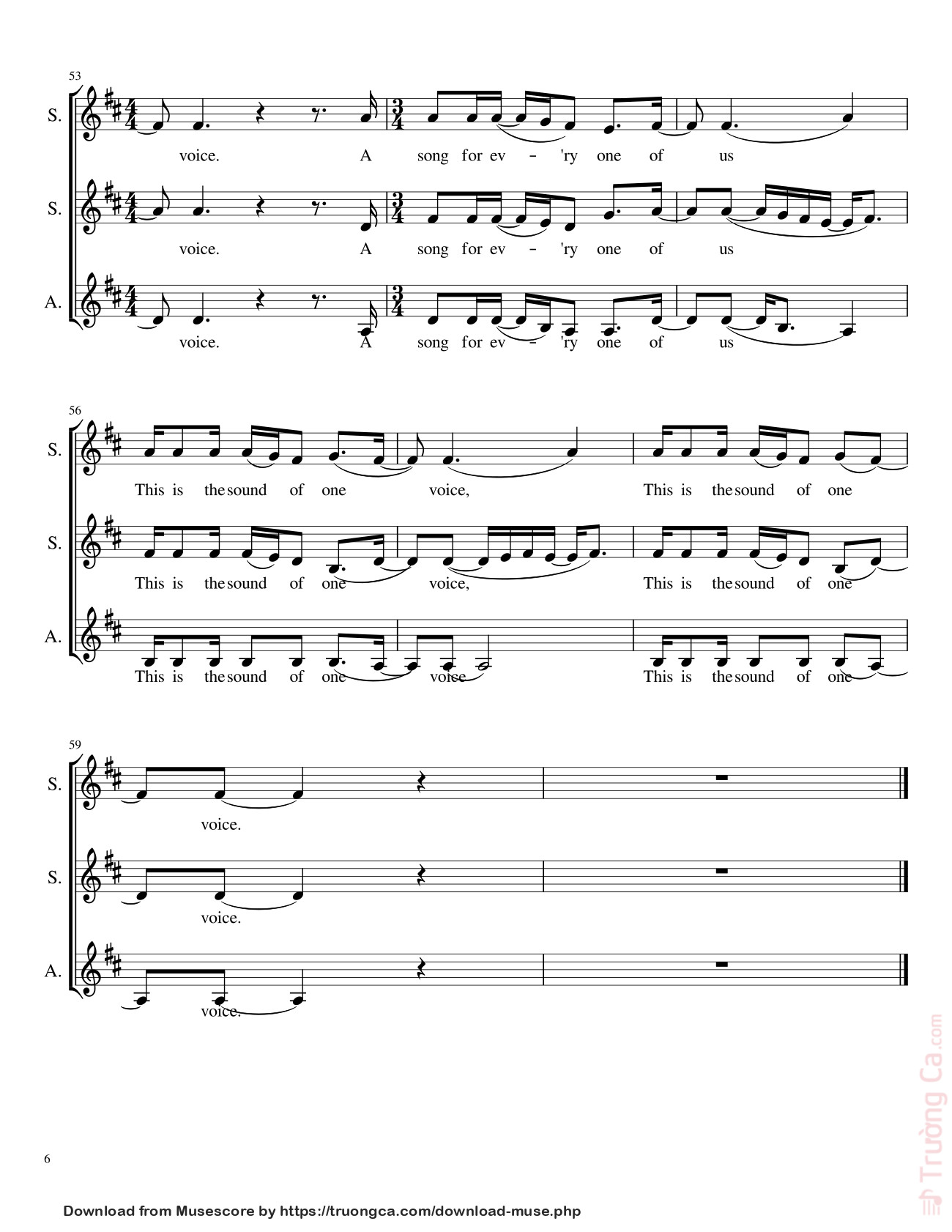 Trang 6 của Sheet nhạc PDF bài hát One Voice - Brittany Savaglio