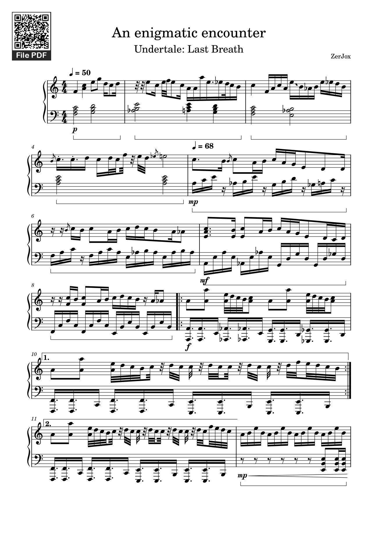 Trang 1 của Sheet nhạc PDF bài hát An enigmatic encounter Sheet Piano - Mr.Sal
