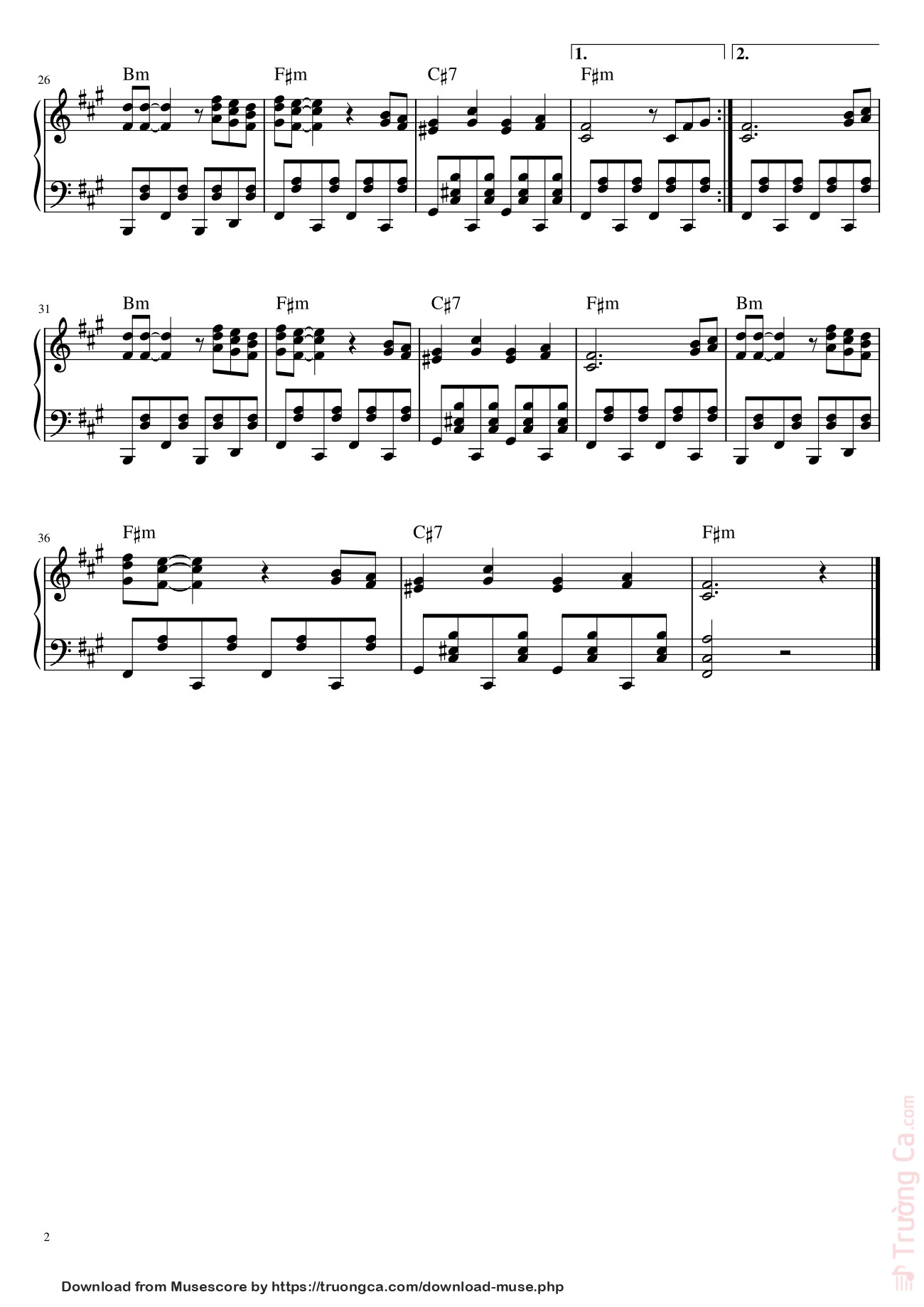 Trang 2 của Sheet nhạc PDF bài hát Bella Ciao - Piano - Oui Bonsoir C'est Moi