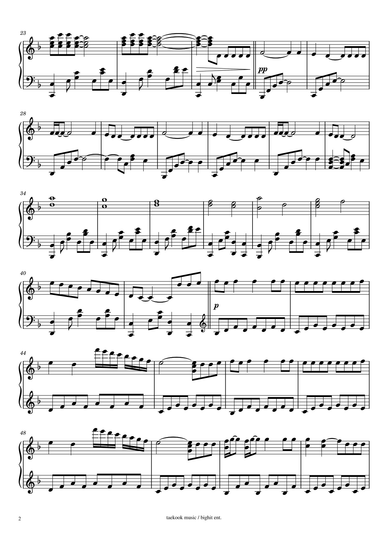 Trang 2 của Sheet nhạc PDF bài hát Fake Love Sheet Piano - Taekook Music