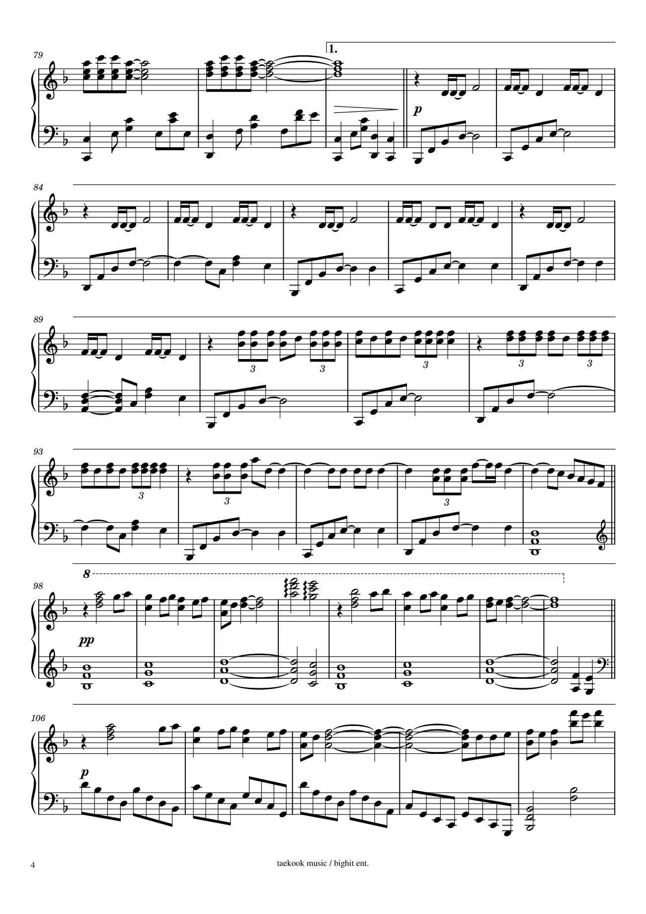 Trang 4 của Sheet nhạc PDF bài hát Fake Love Sheet Piano - Taekook Music