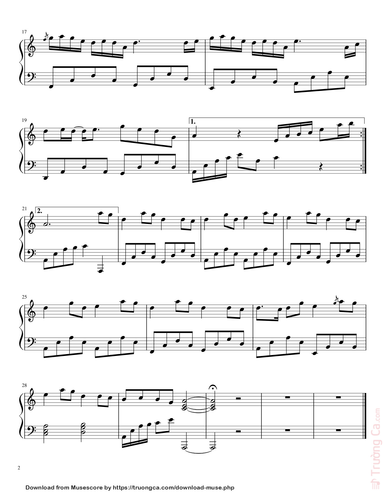 Trang 2 của Sheet nhạc PDF bài hát Đáy Biển (海底) Sheet Piano - Arranged by ienne 