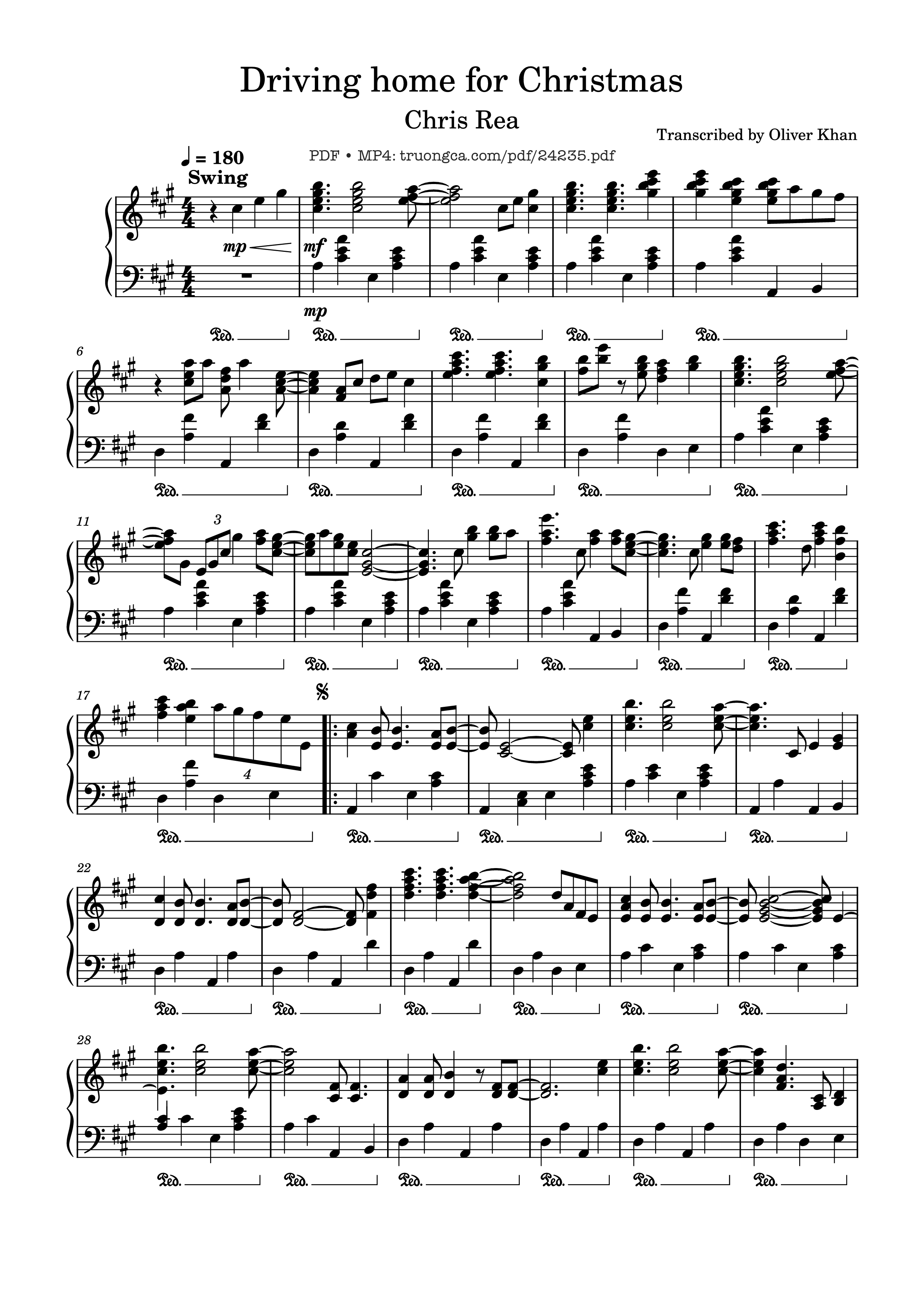Sheet nhạc PDF bài Driving home for Christmas Sheet Piano